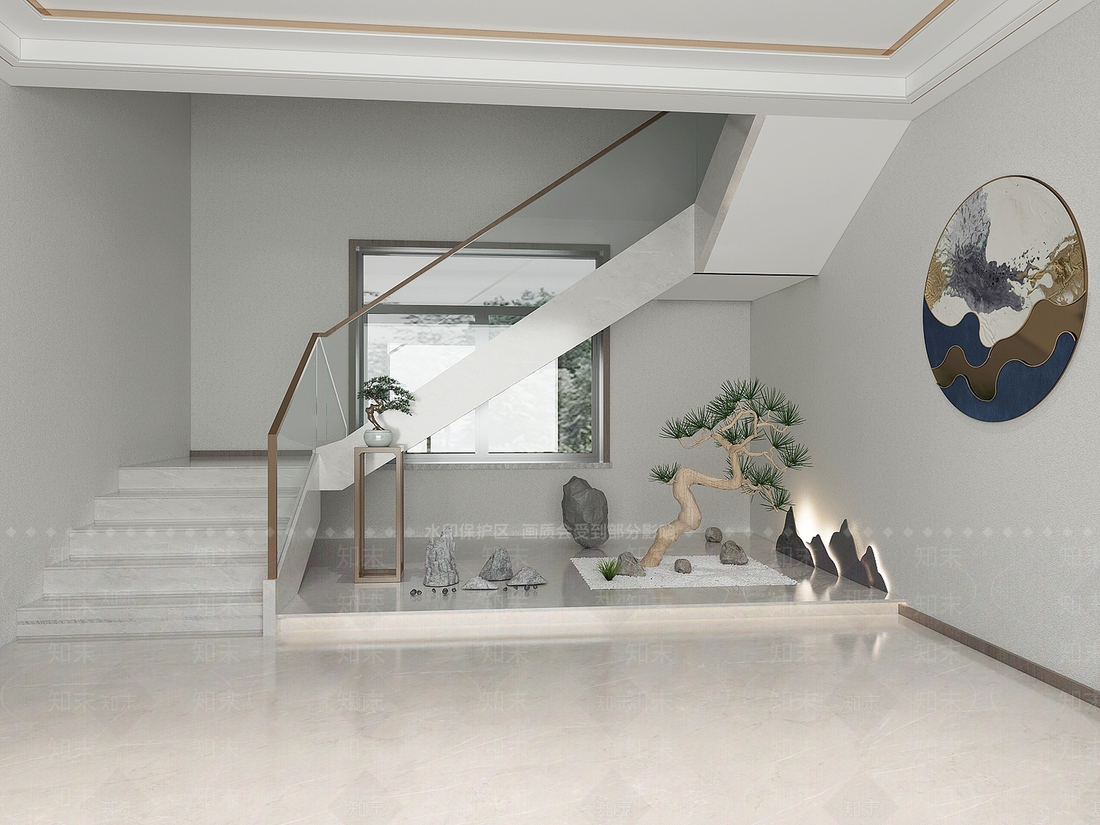 新中式楼梯间3D模型下载【ID:1121998911】