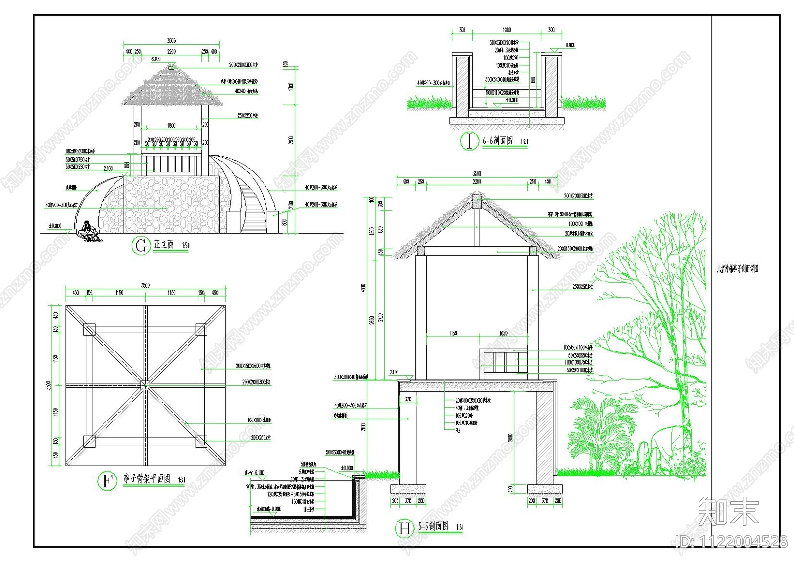 田园儿童滑滑梯亭子节点详图施工图cad施工图下载【ID:1122004528】