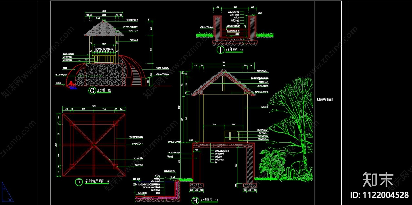 田园儿童滑滑梯亭子节点详图施工图cad施工图下载【ID:1122004528】