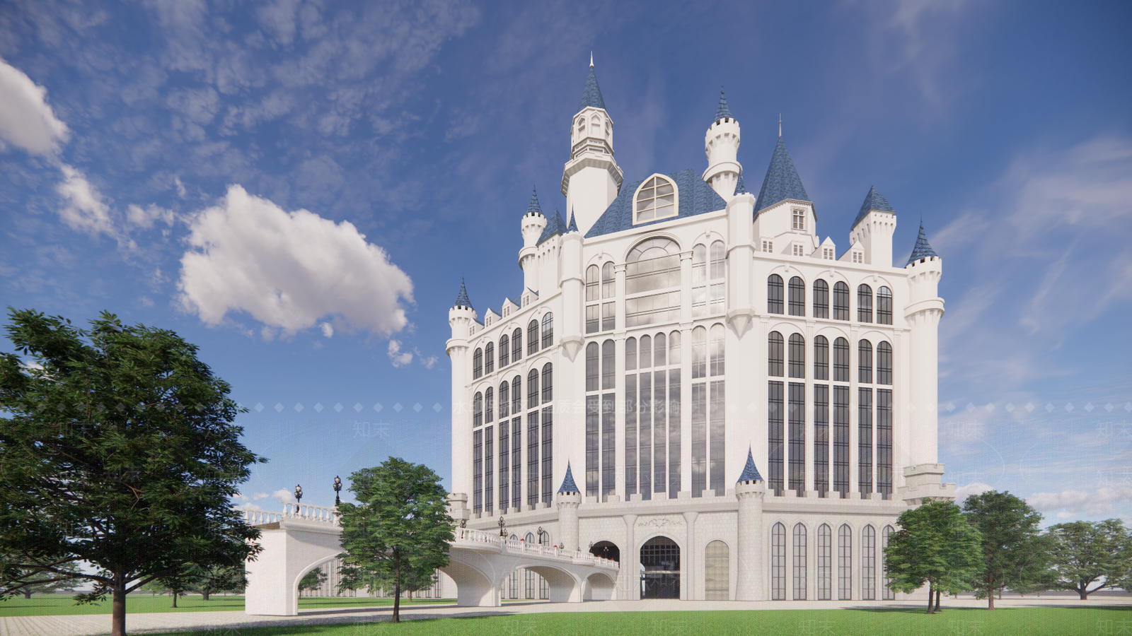 欧式城堡酒店SU模型下载【ID:1122005239】