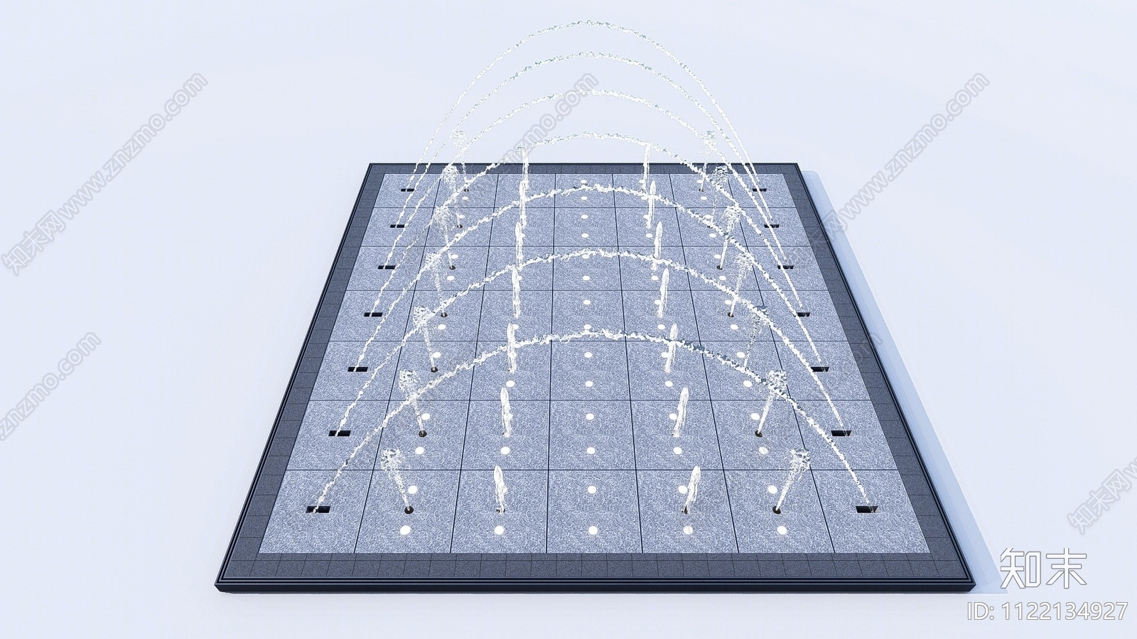 现代旱喷水景SU模型下载【ID:1122134927】