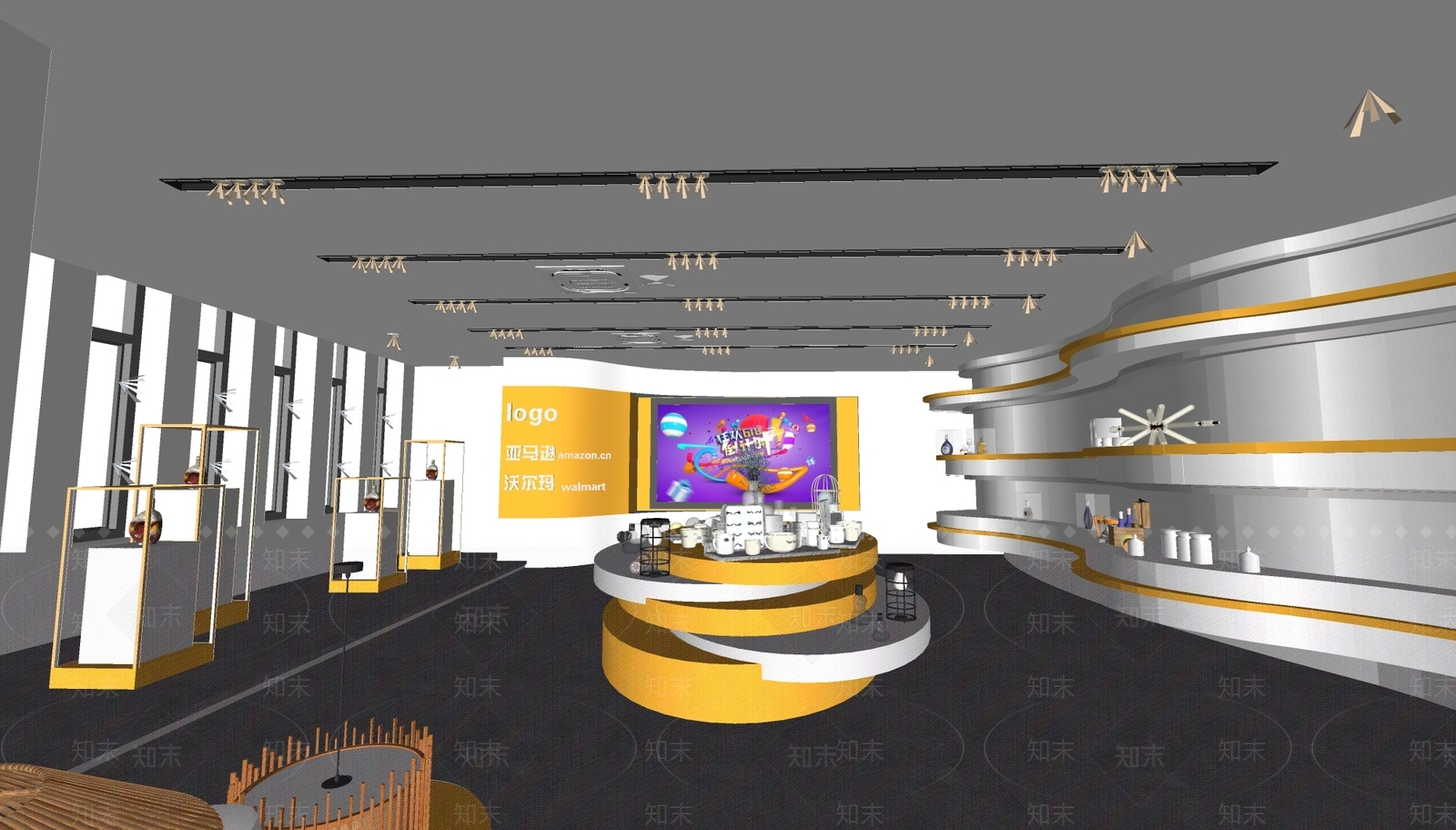 现代跨界电商展厅SU模型下载【ID:1122023812】