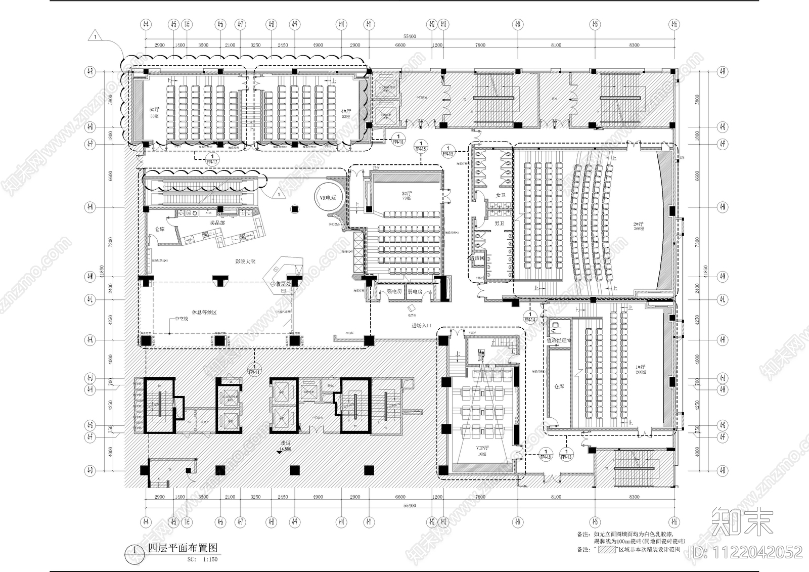 电影城电影院总平面施工图cad施工图下载【ID:1122042052】
