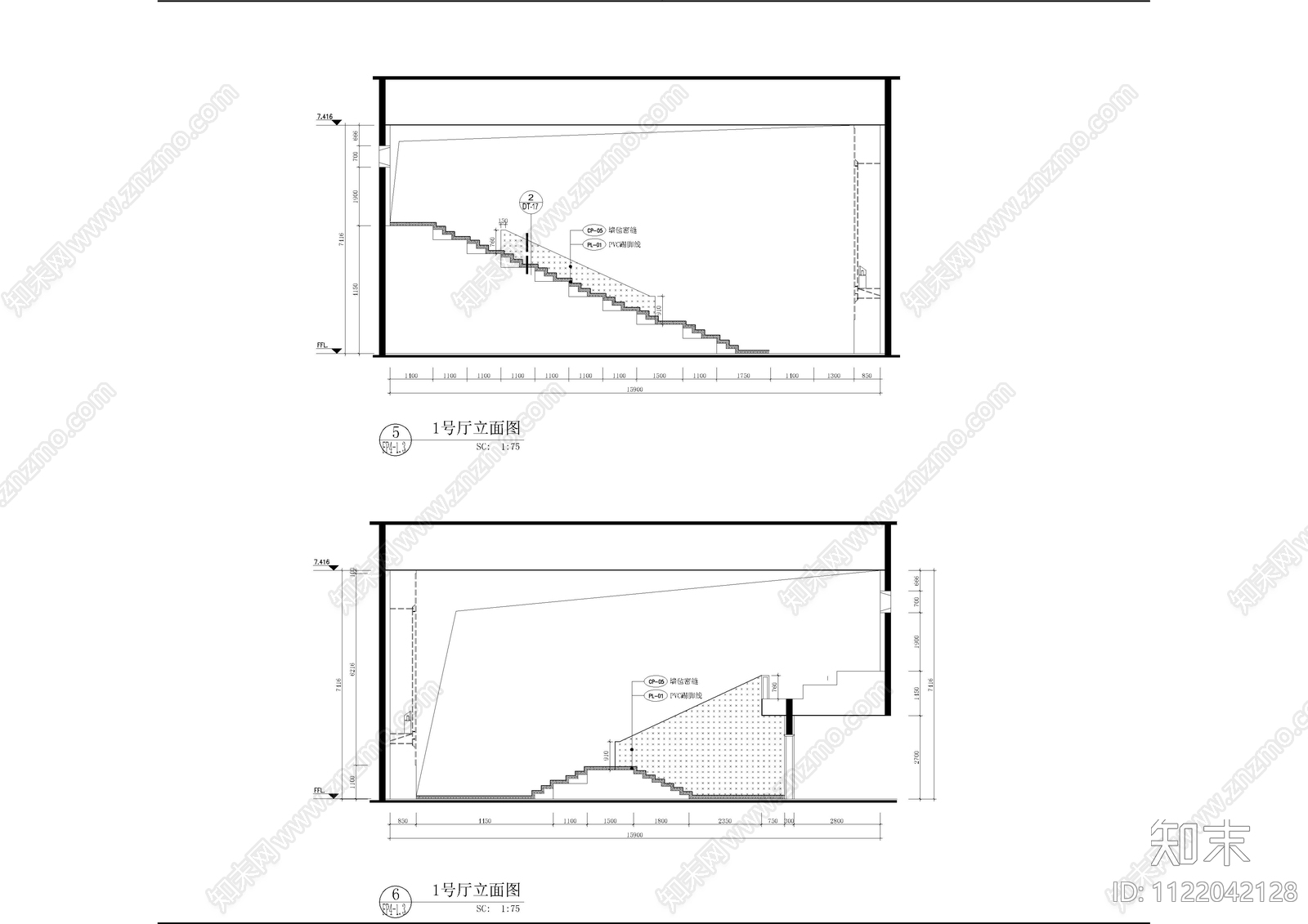 影院影厅立面详图施工图下载【ID:1122042128】