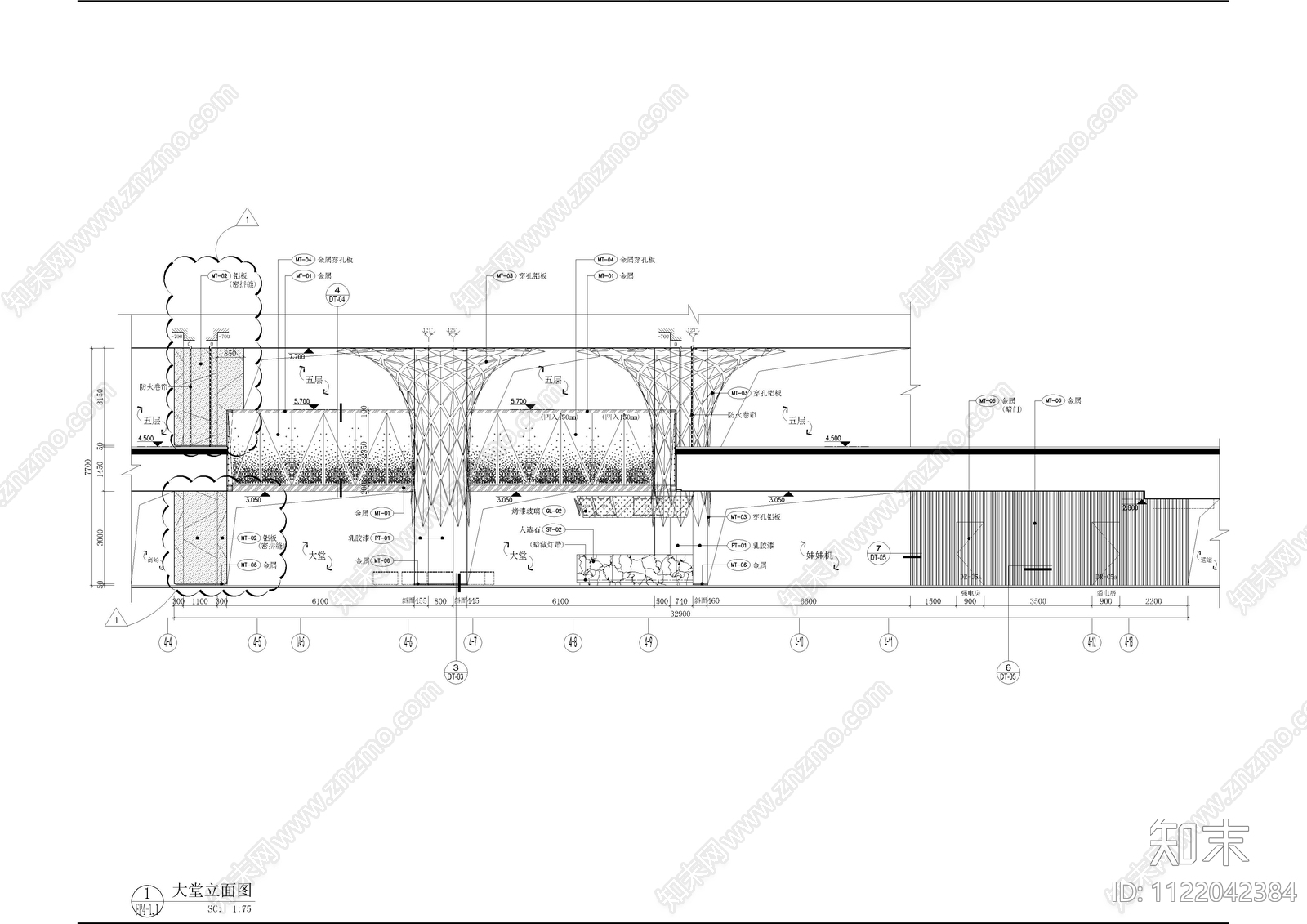 影城大堂平立面施工图cad施工图下载【ID:1122042384】