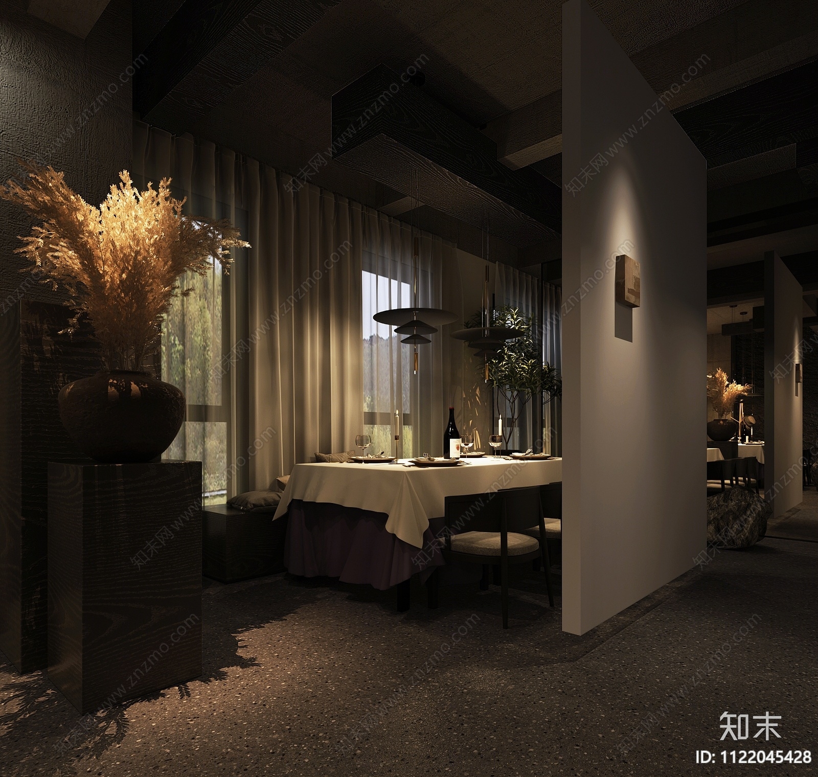 现代西餐厅3D模型下载【ID:1122045428】