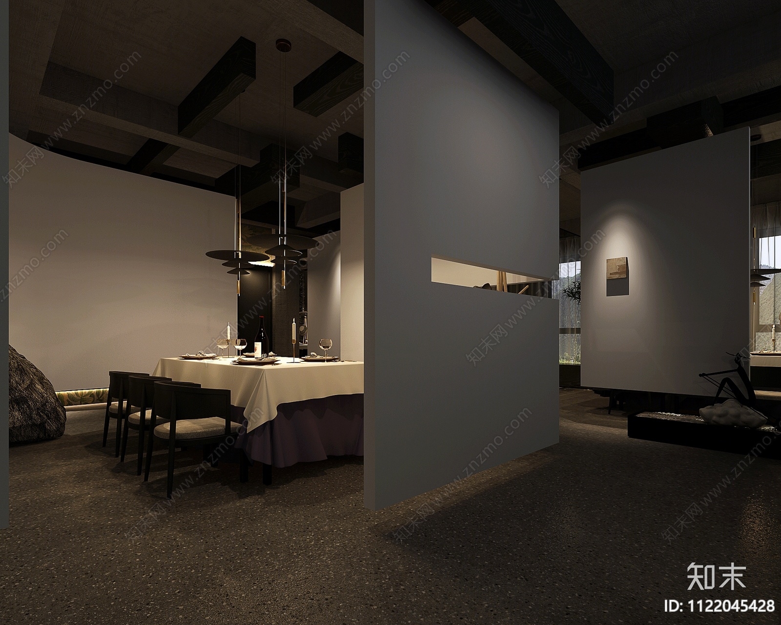 现代西餐厅3D模型下载【ID:1122045428】