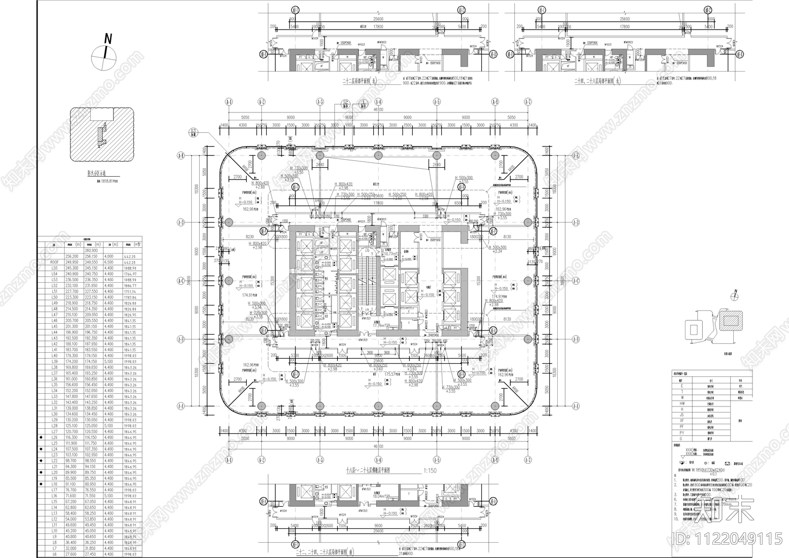 20F塔楼建筑平面图施工图施工图下载【ID:1122049115】