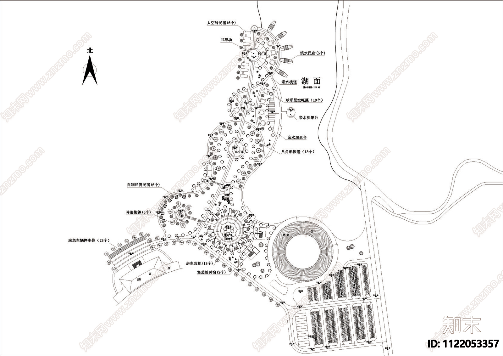 特色房车露营基地景观平面图施工图下载【ID:1122053357】