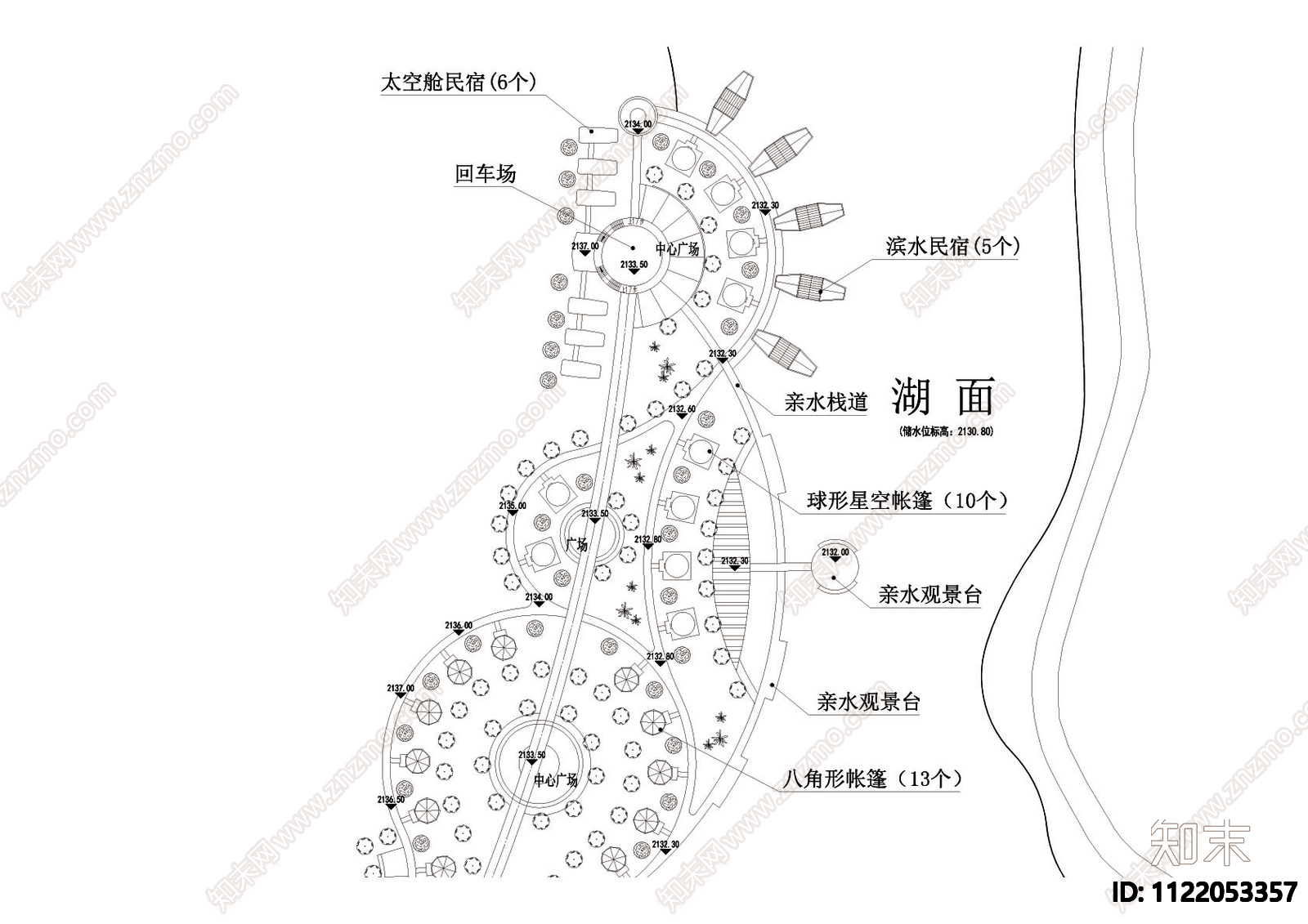 特色房车露营基地景观平面图施工图下载【ID:1122053357】