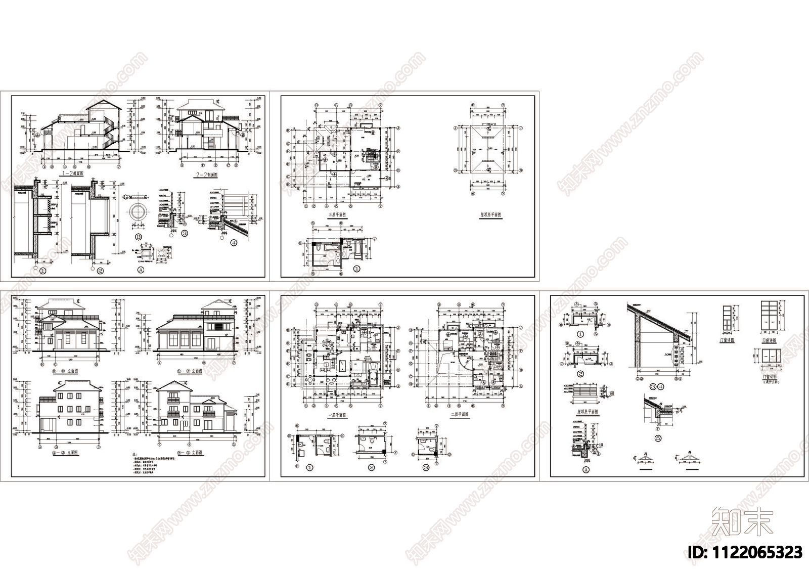 乡村多层别墅建筑设计施工图cad施工图下载【ID:1122065323】