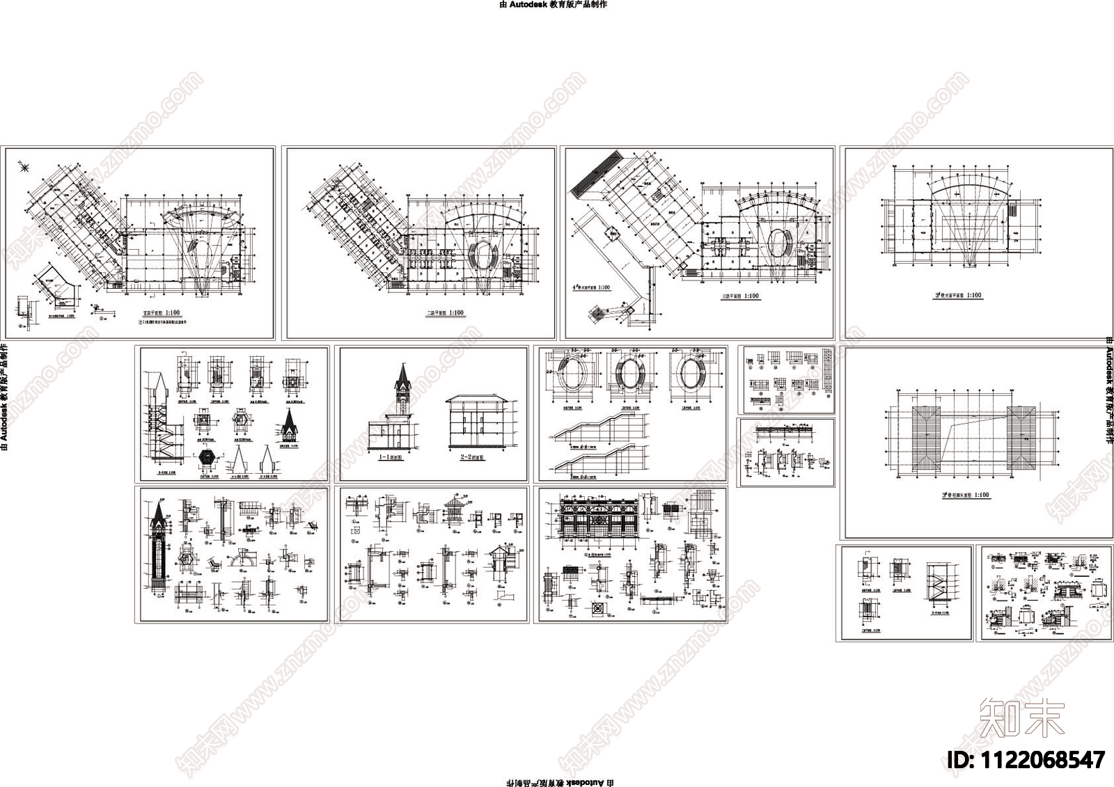 小区娱乐会所建筑图纸施工图施工图下载【ID:1122068547】