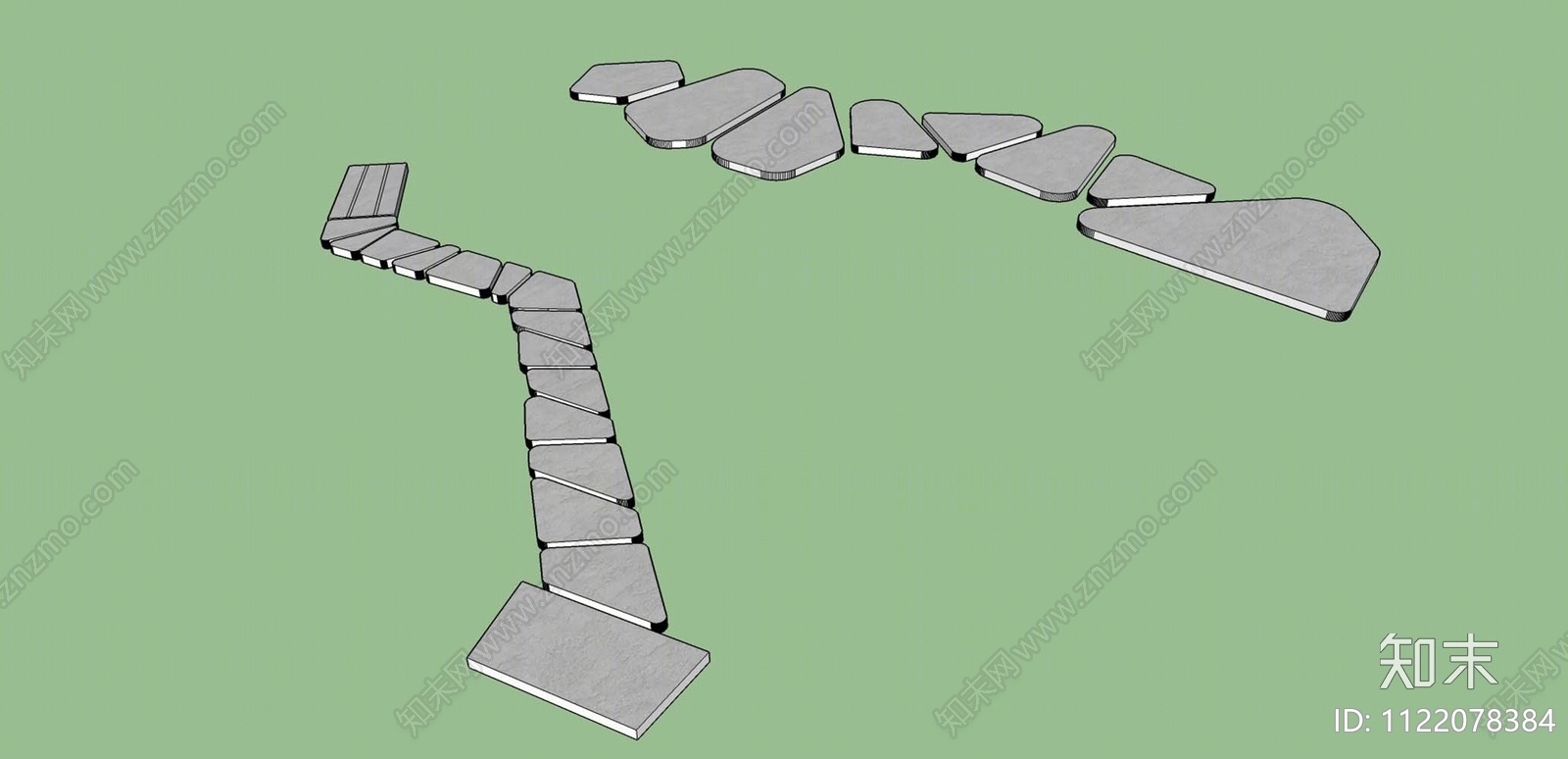 现代流线汀步SU模型下载【ID:1122078384】