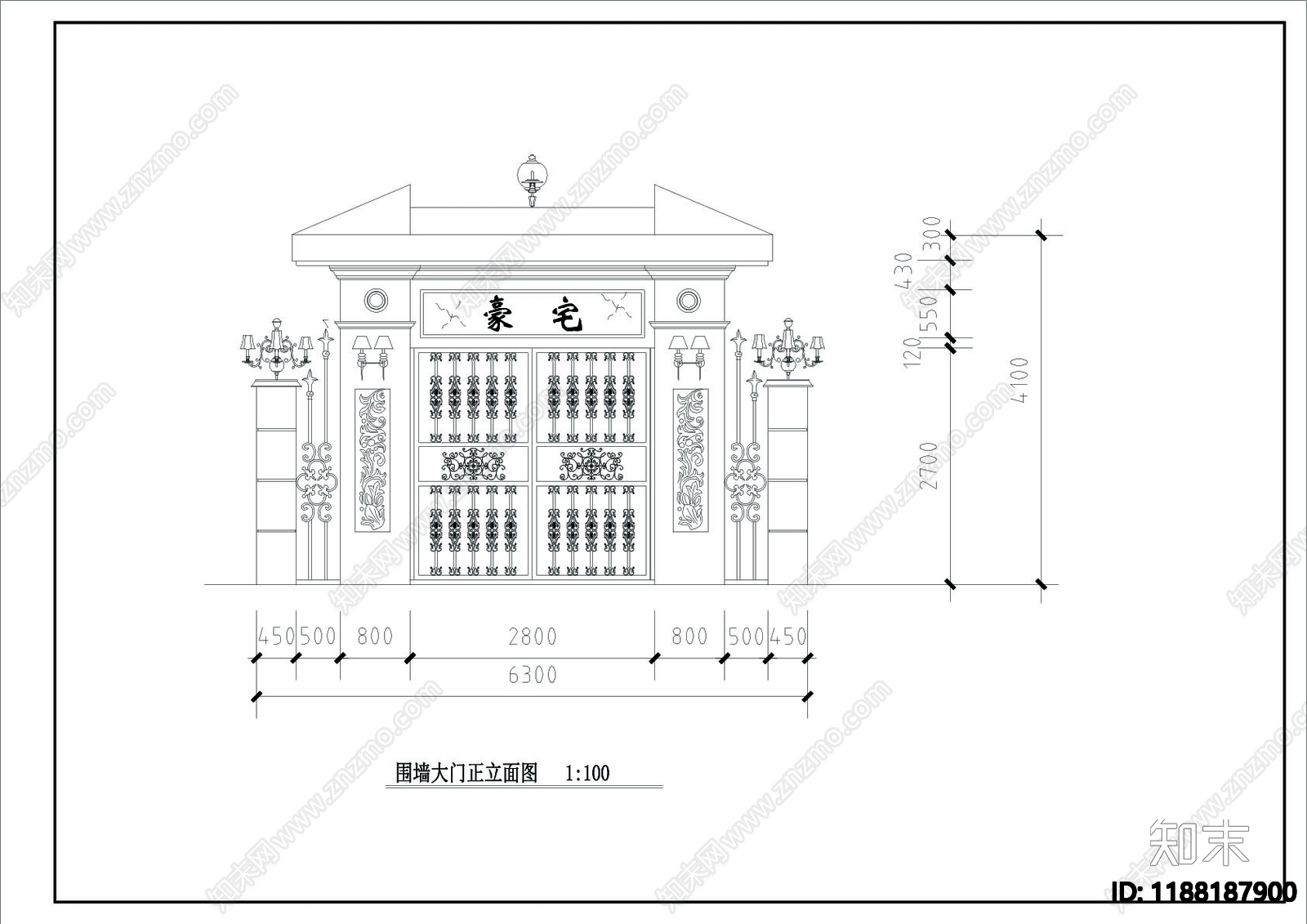 立面图施工图下载【ID:1188187900】