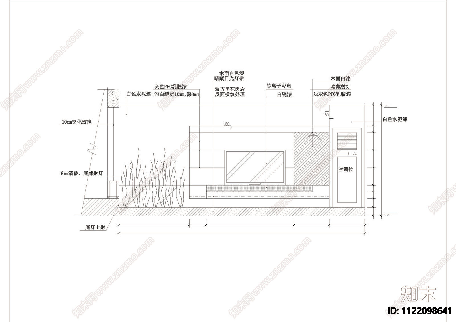 客厅cad立面造型图块图库施工图下载【ID:1122098641】