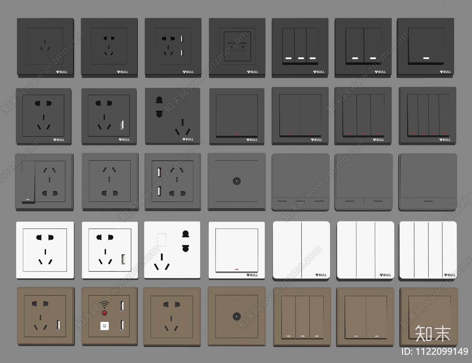 现代开关插座组合SU模型下载【ID:1122099149】