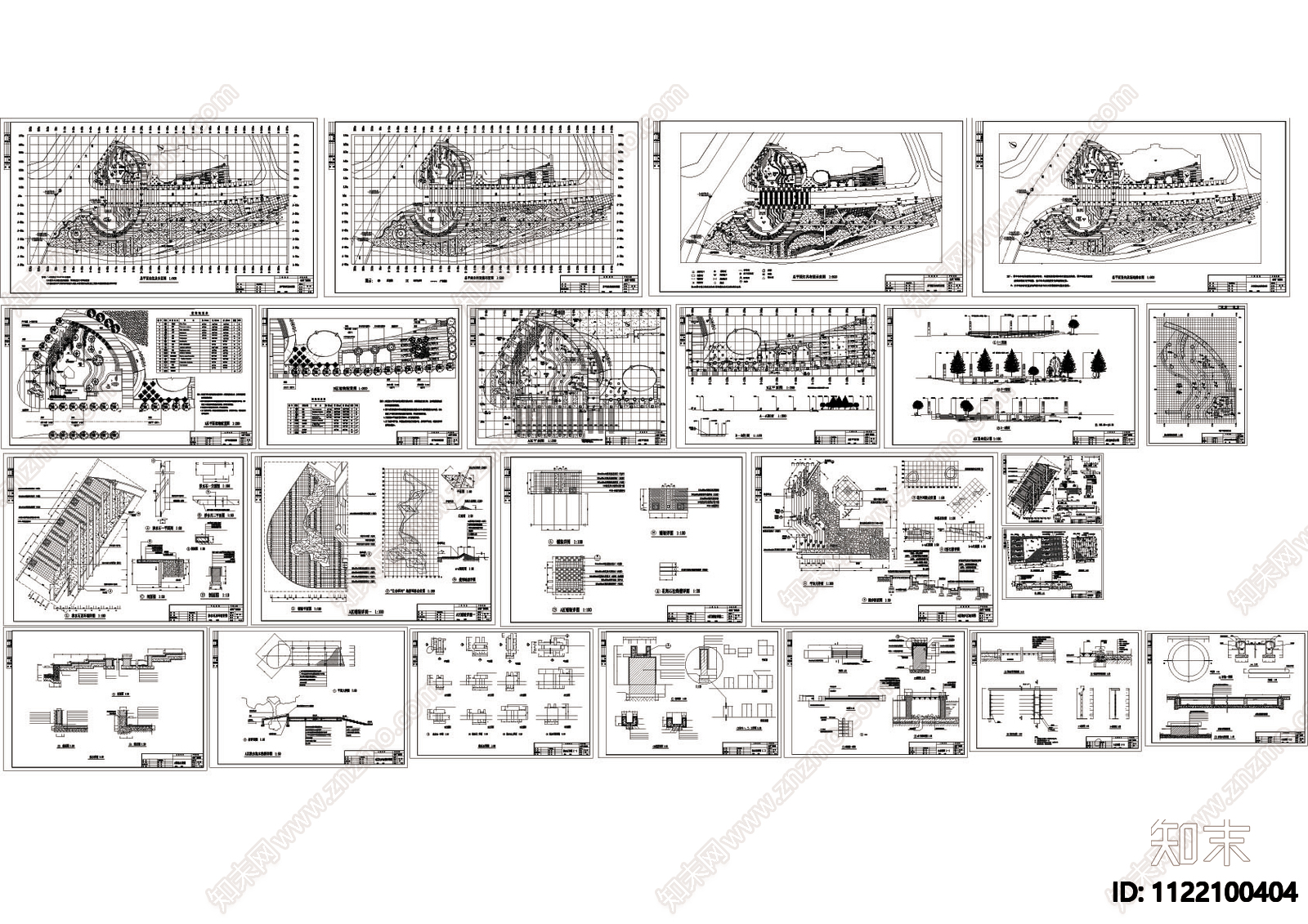 娱乐会所广场全套景观平面图施工图cad施工图下载【ID:1122100404】