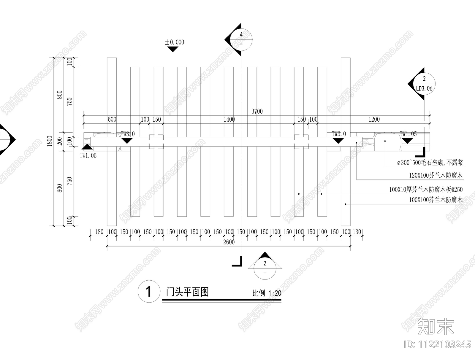 新中式田园木质门头节点详图施工图下载【ID:1122103245】