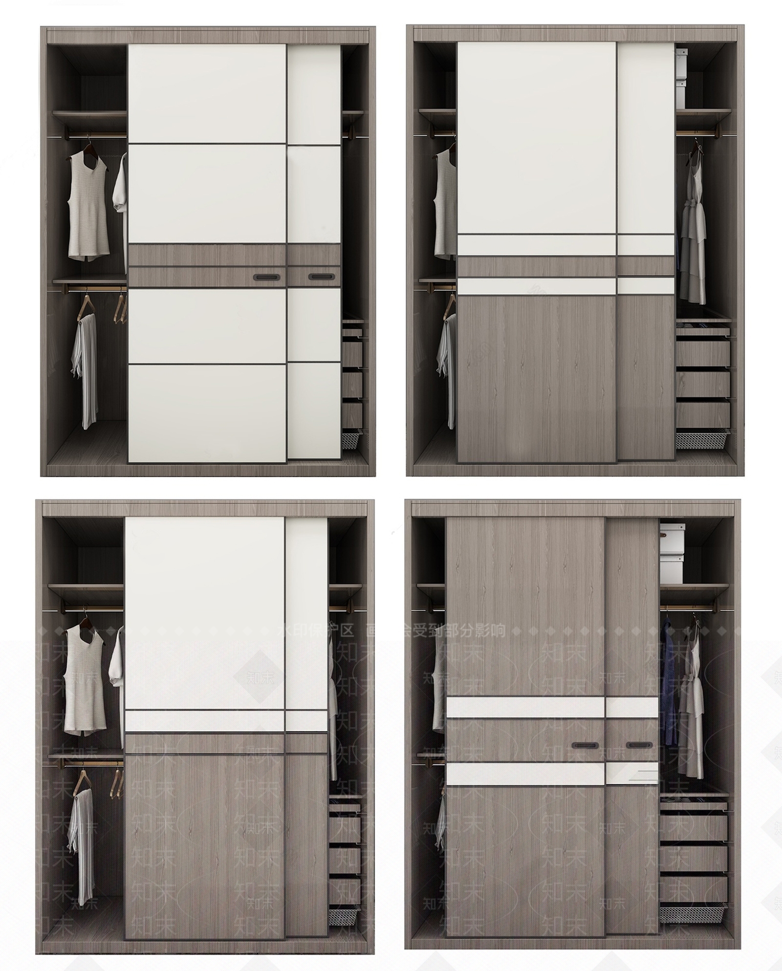 现代风格衣柜SU模型下载【ID:1122109070】
