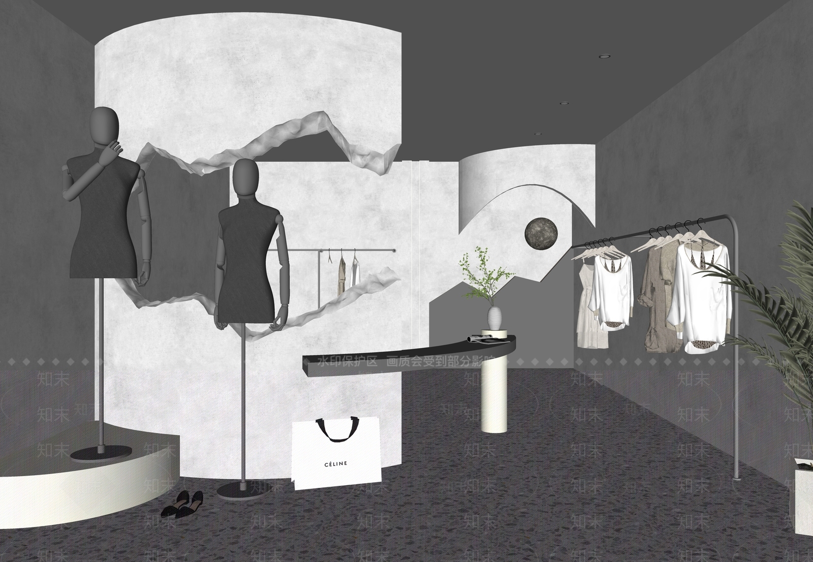 现代服装店女装店SU模型下载【ID:1122109204】