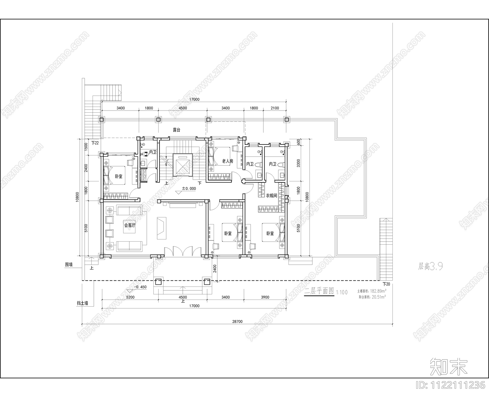 现代别墅平面布置图方案cad施工图下载【ID:1122111236】