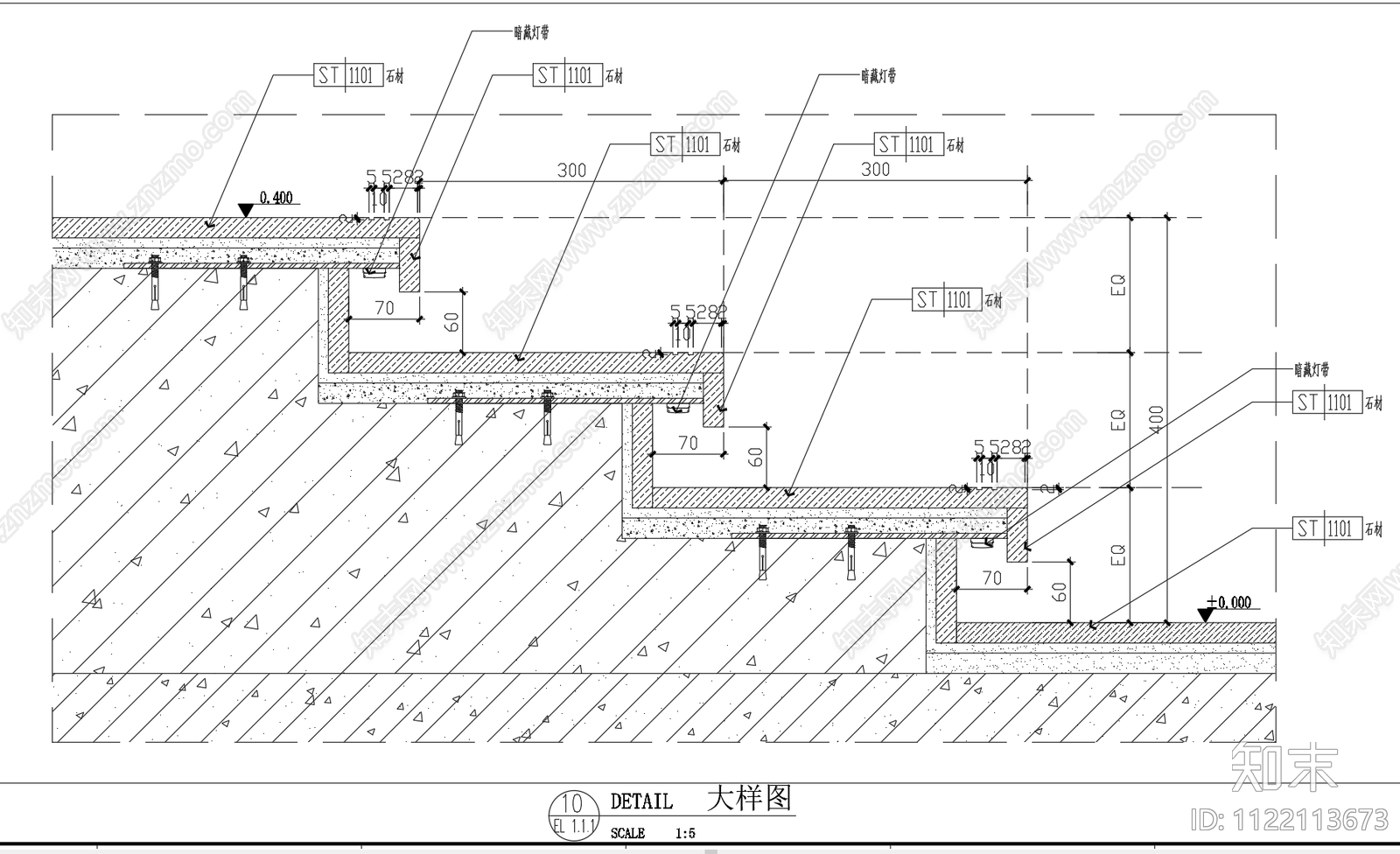 楼梯台阶暗藏灯带楼梯节点详图施工图下载【ID:1122113673】