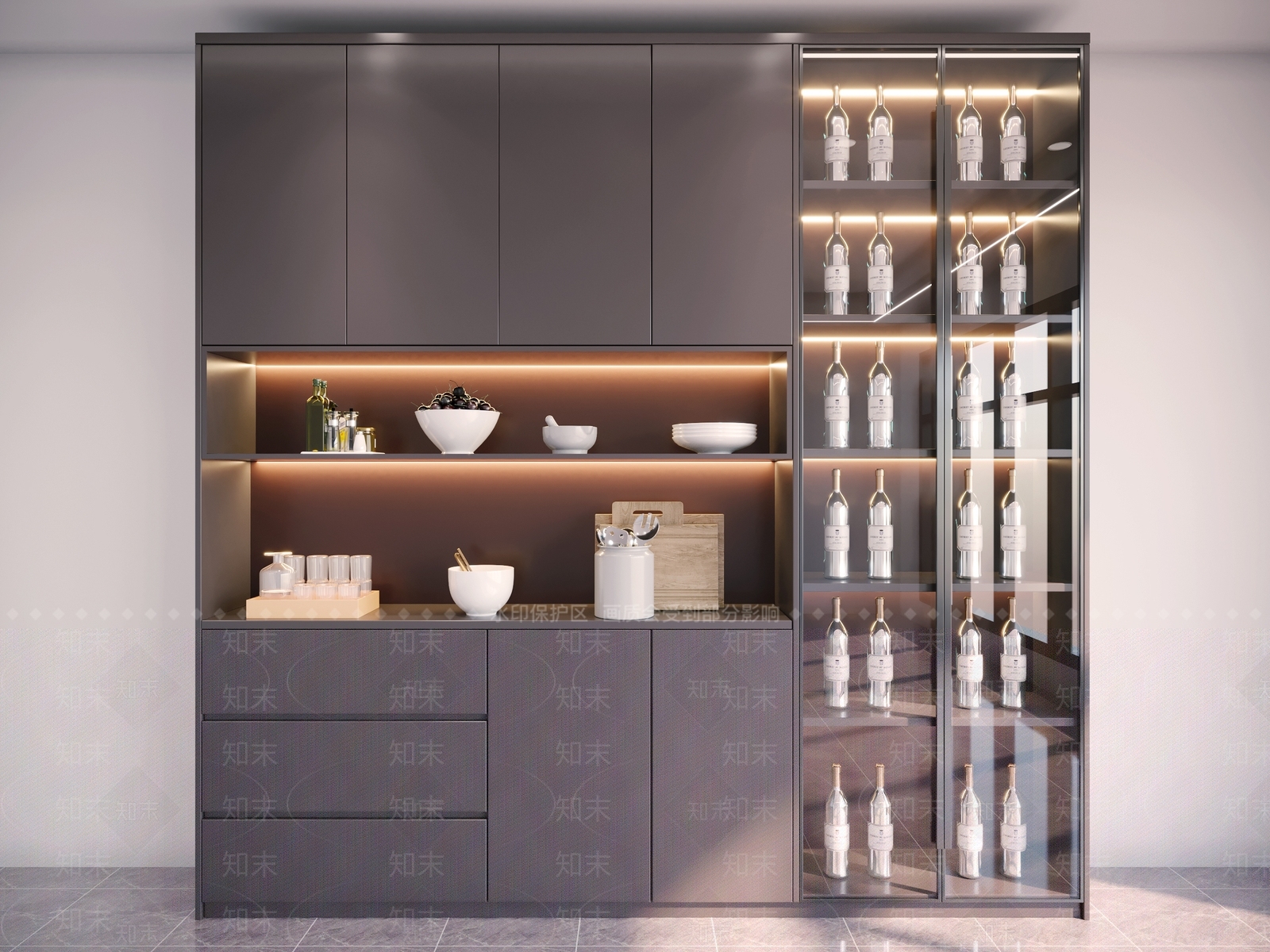 现代酒柜3D模型下载【ID:1122128649】