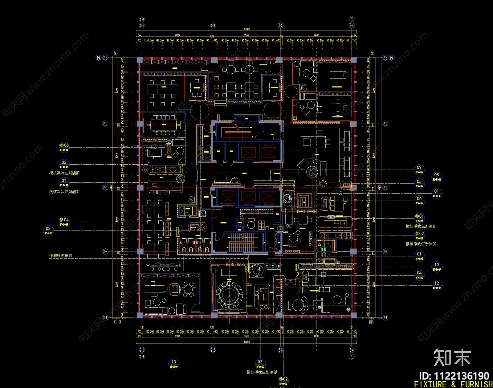 现代办公室cad施工图下载【ID:1122136190】