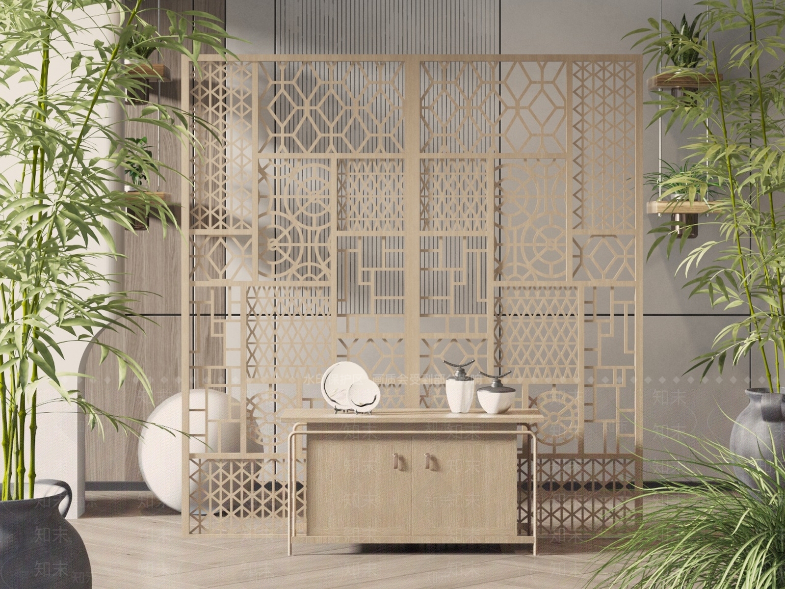 新中式屏风3D模型下载【ID:1122142482】_知末3d模型网