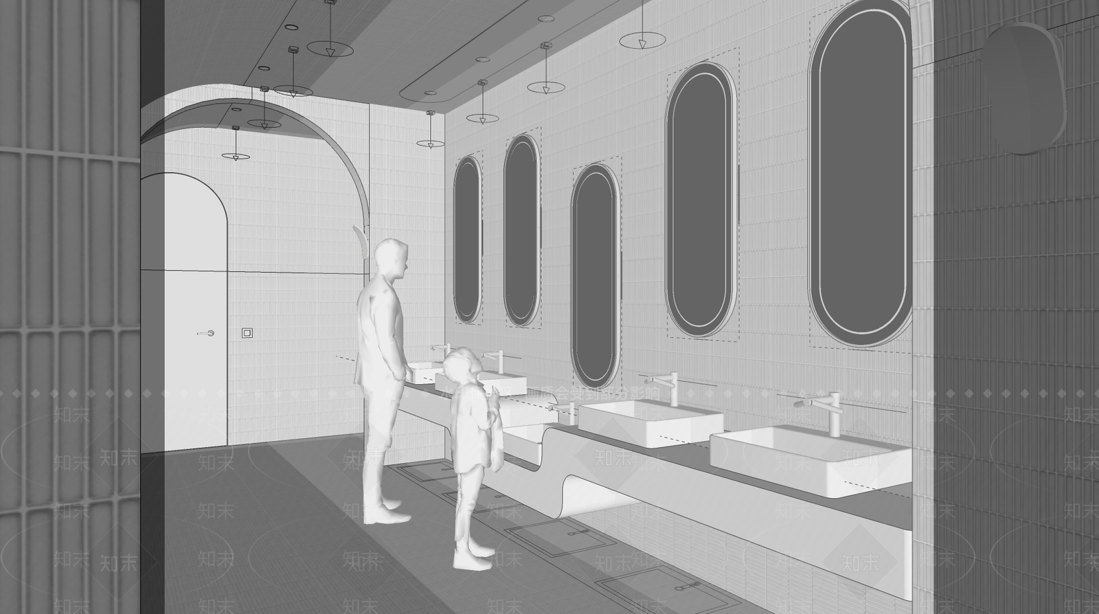 现代公共卫生间SU模型下载【ID:1122682156】