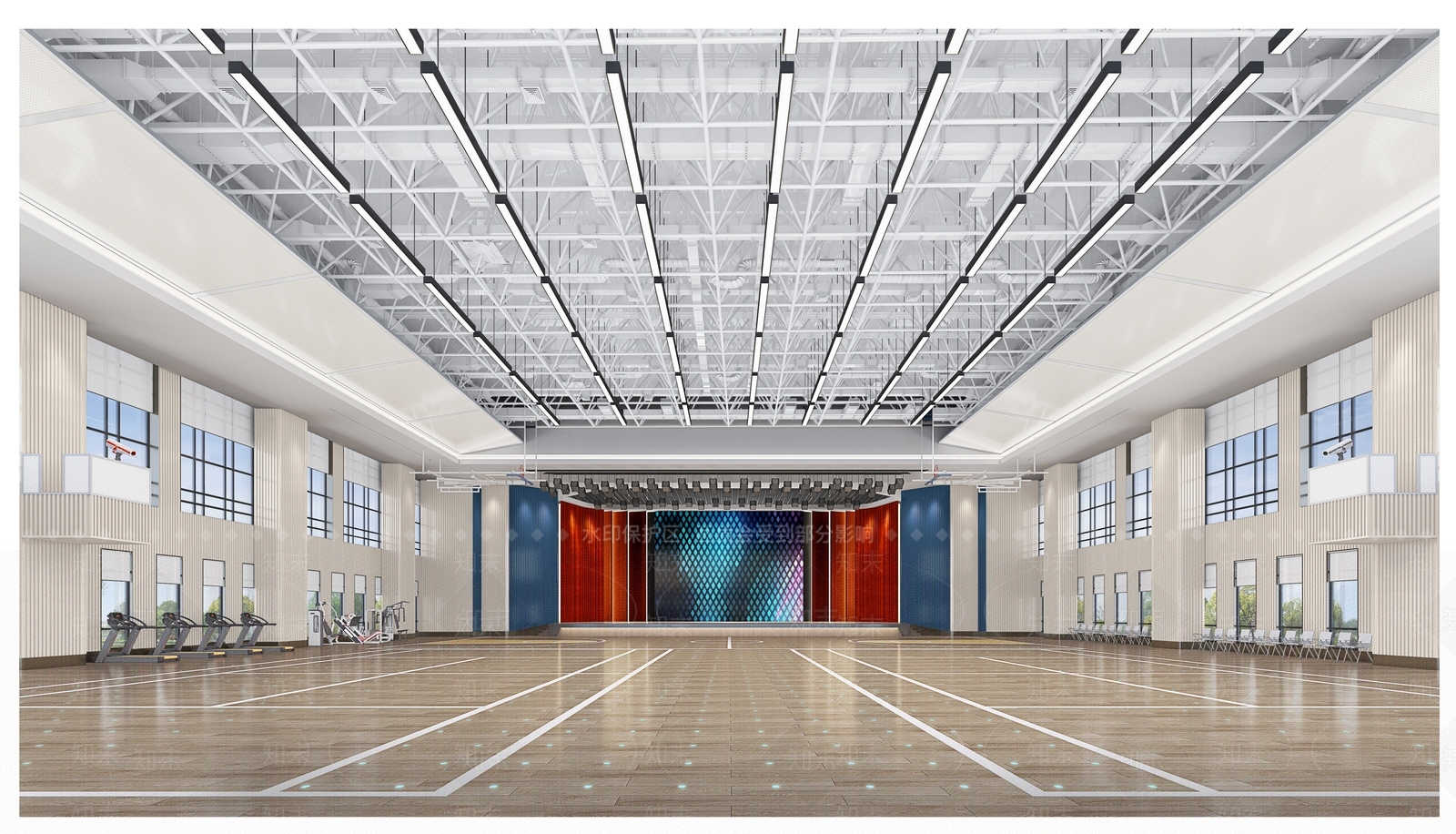 现代羽毛球场3D模型下载【ID:1122373610】
