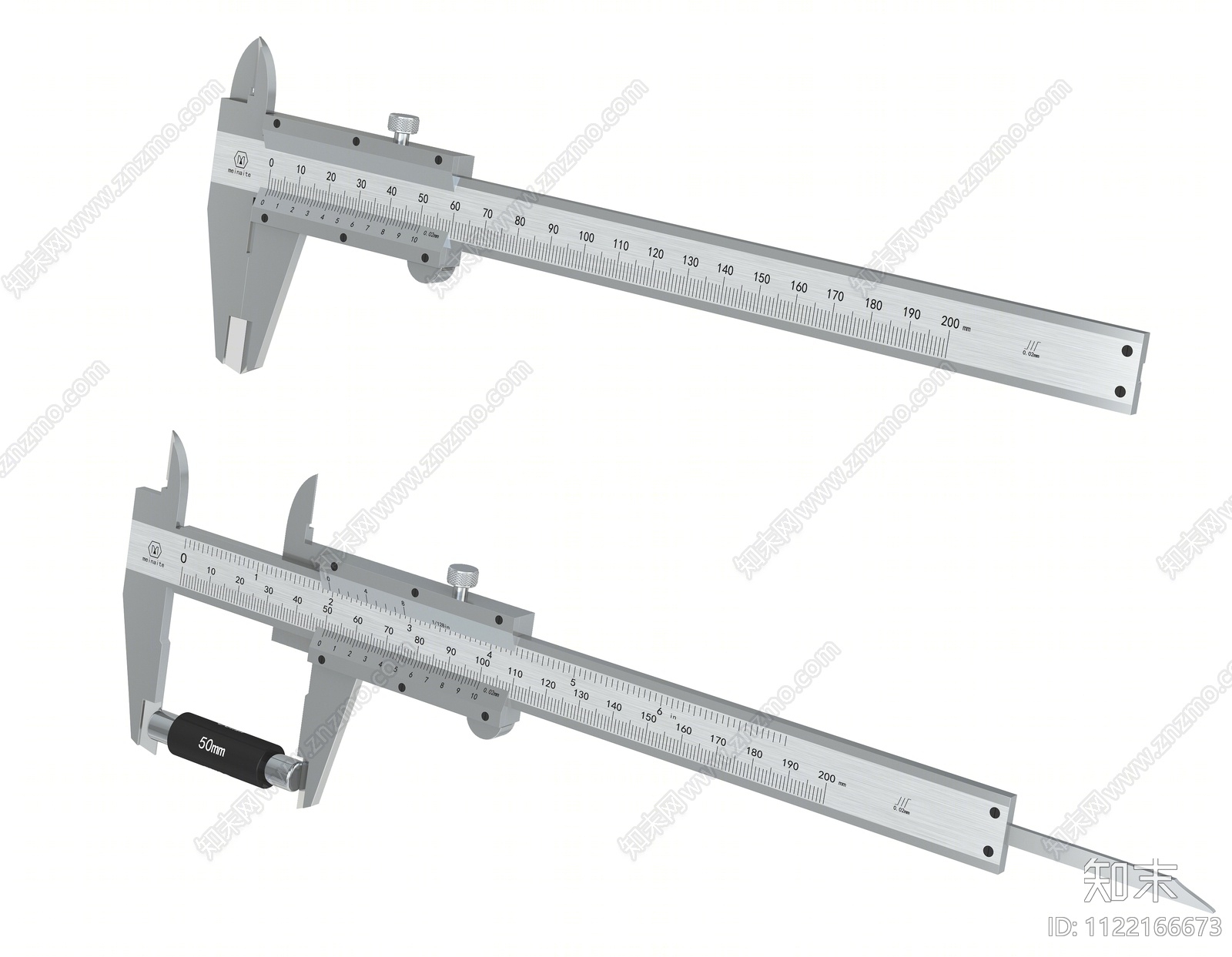 不锈钢制游标卡尺3D模型下载【ID:1122166673】