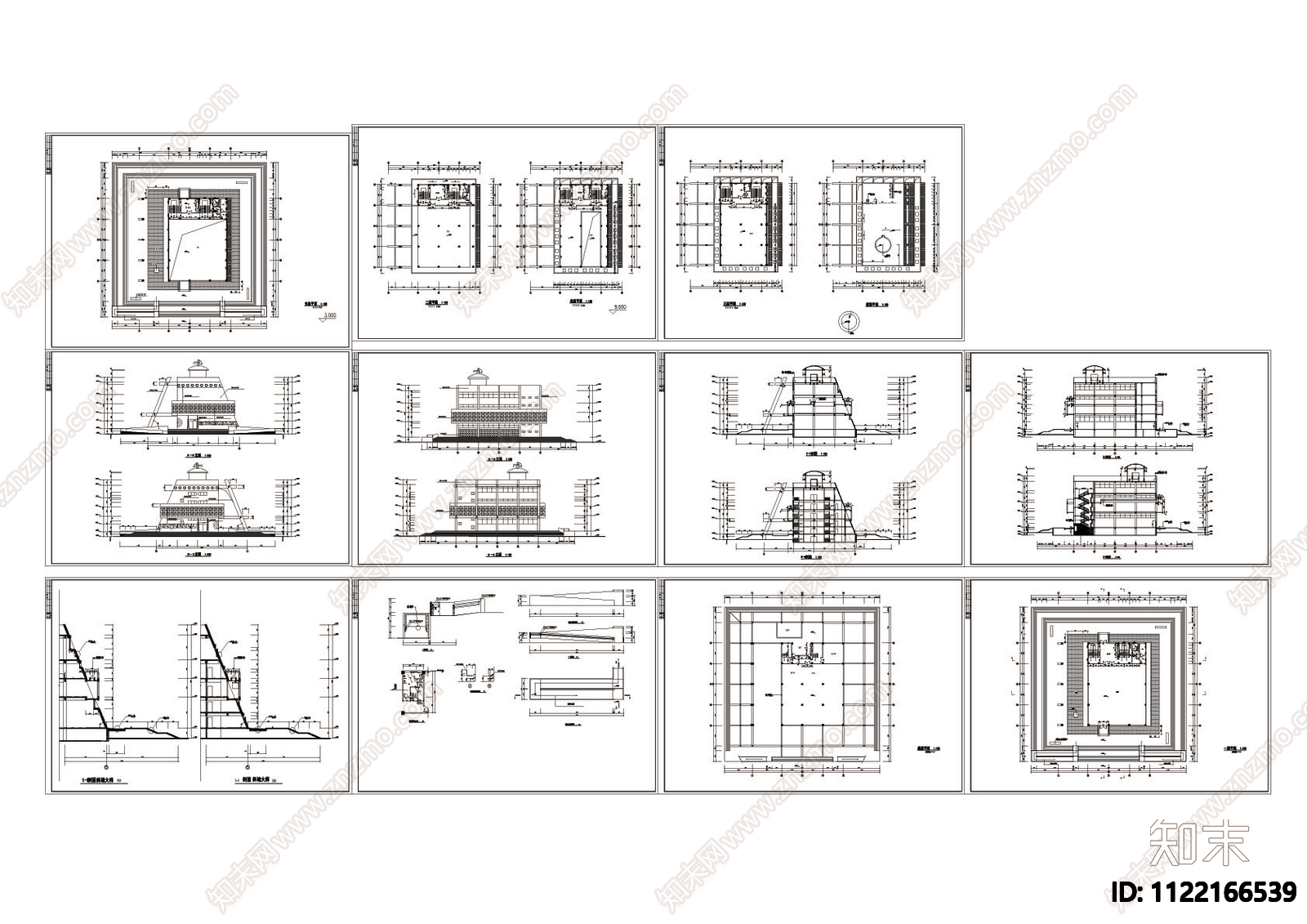 某博物馆建筑cad全套图施工图下载【ID:1122166539】