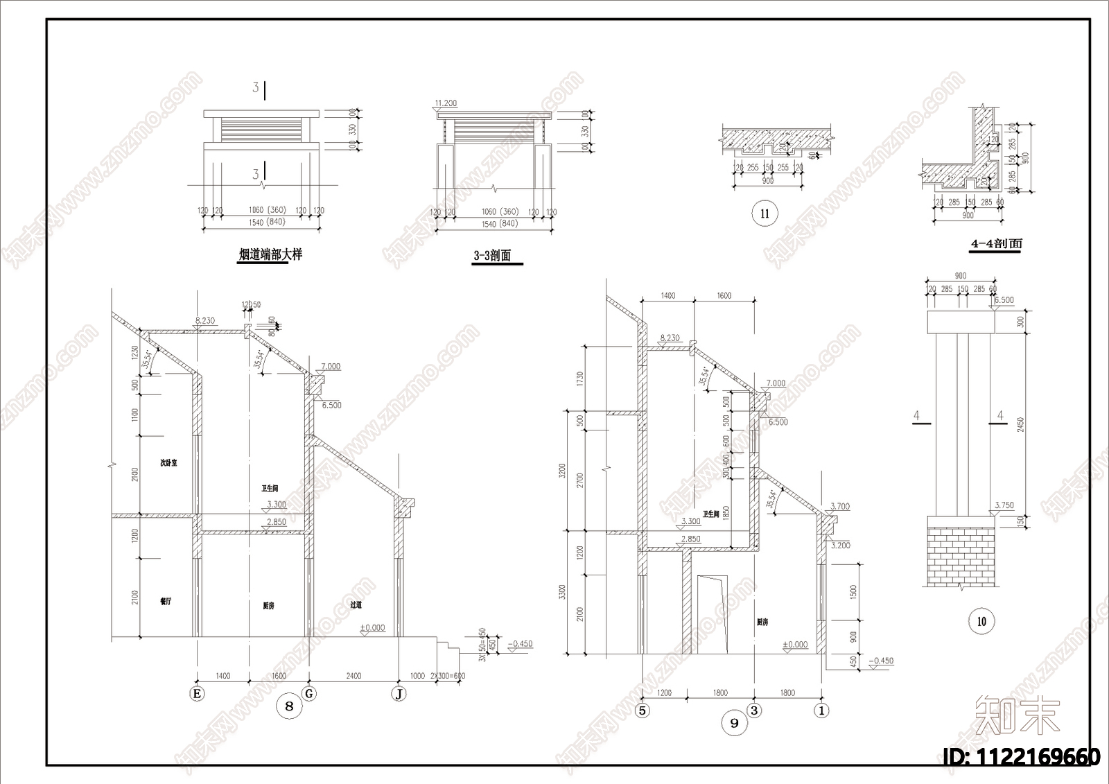 现代风格别墅住宅cad施工图下载【ID:1122169660】