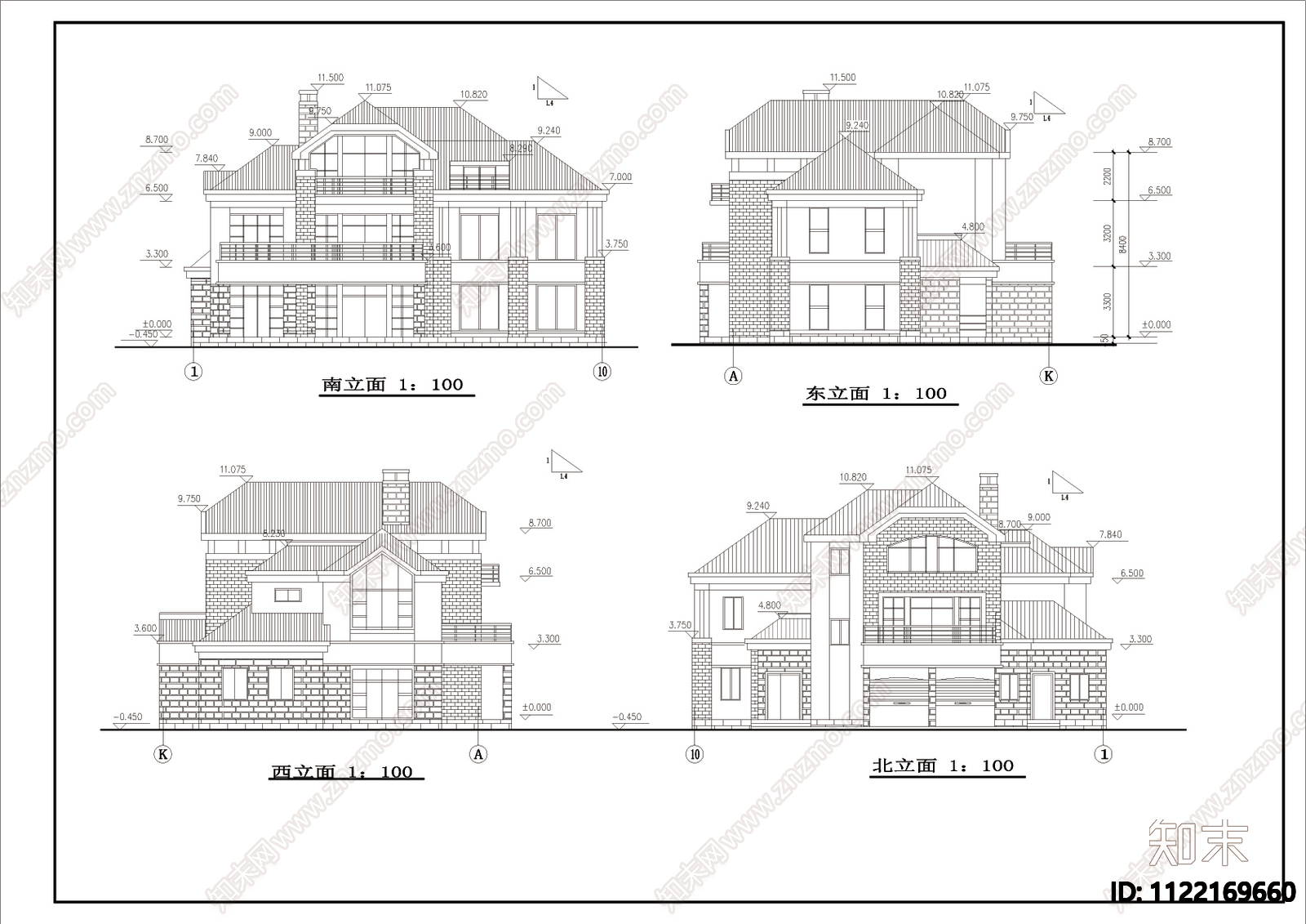 现代风格别墅住宅cad施工图下载【ID:1122169660】