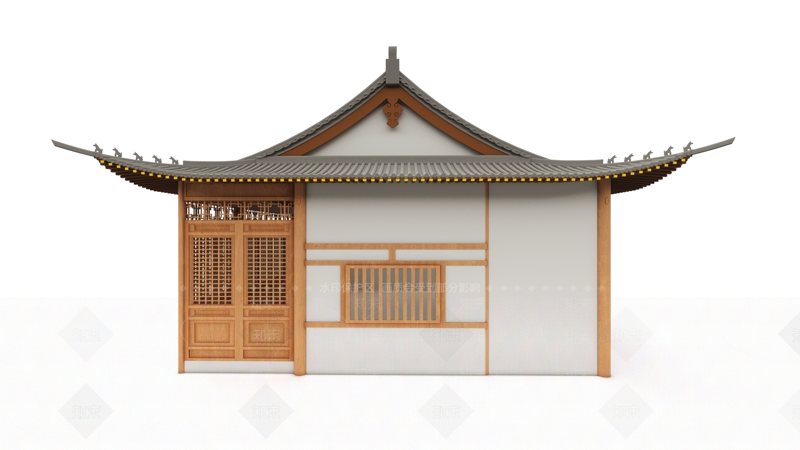 中式古建外观SU模型下载【ID:1122872051】