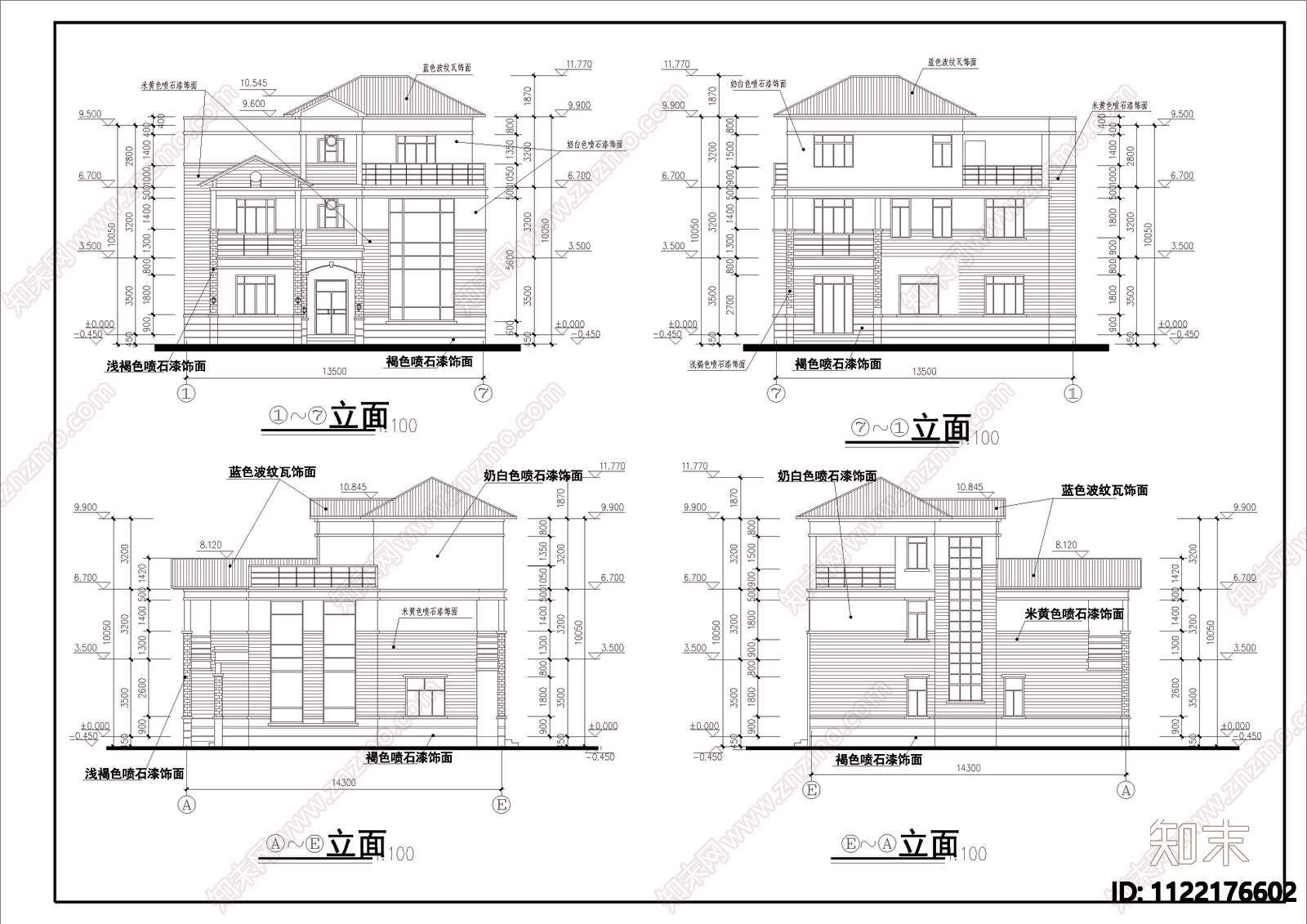 农村自建三层别墅建筑详图cad施工图下载【ID:1122176602】