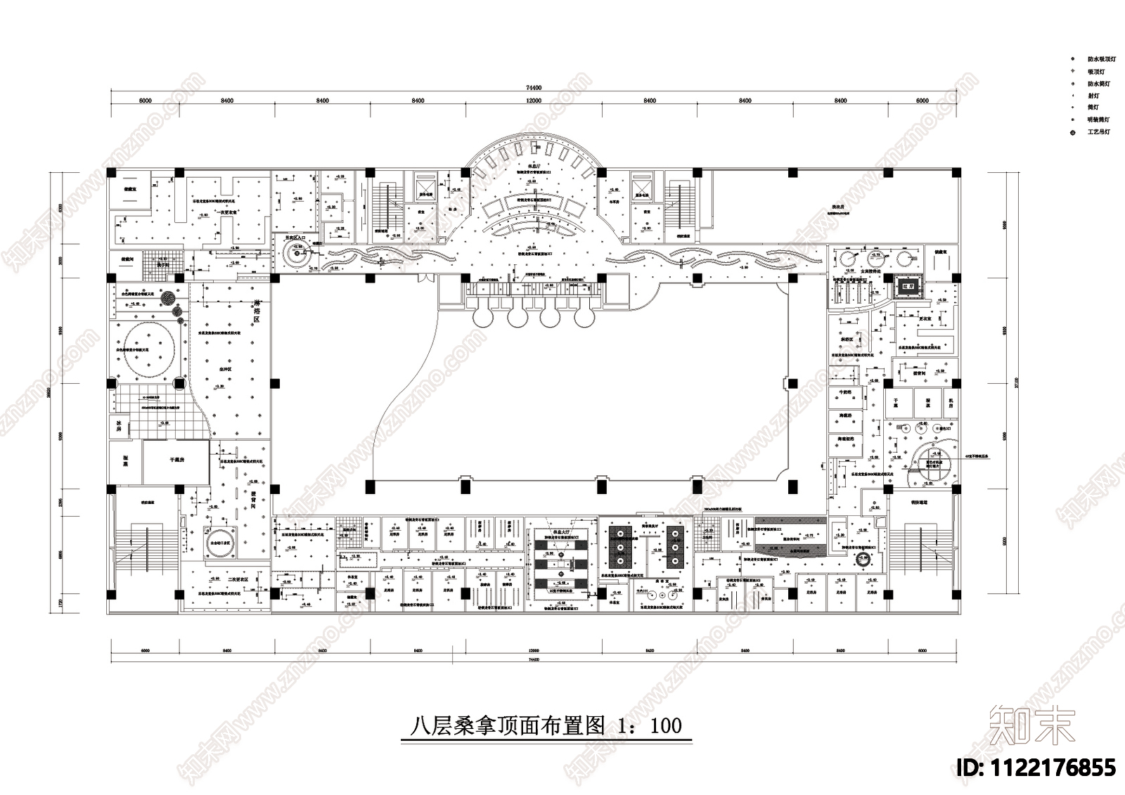 现代洗浴会所cad图cad施工图下载【ID:1122176855】