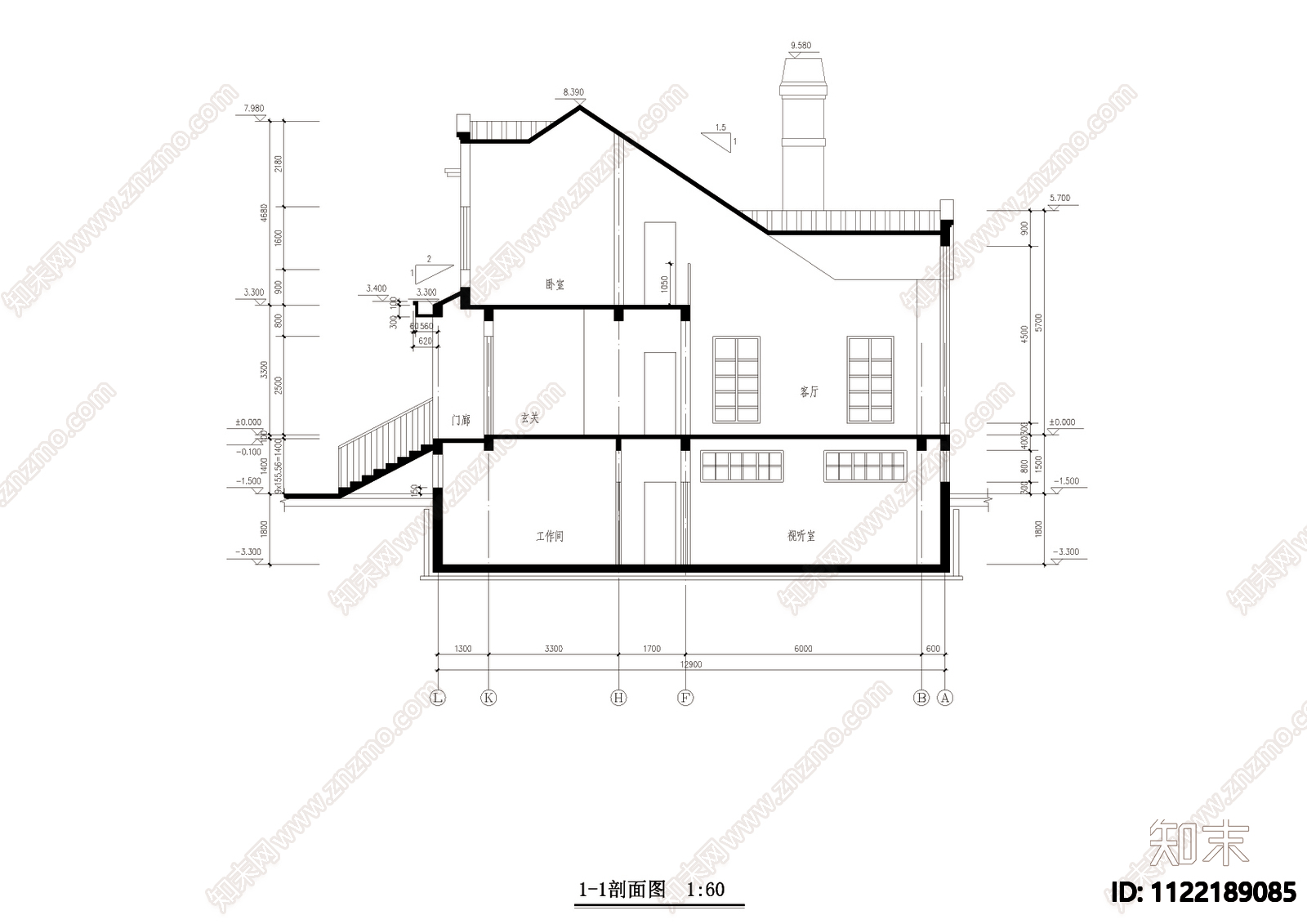 新农村别墅建筑结构cad图施工图下载【ID:1122189085】