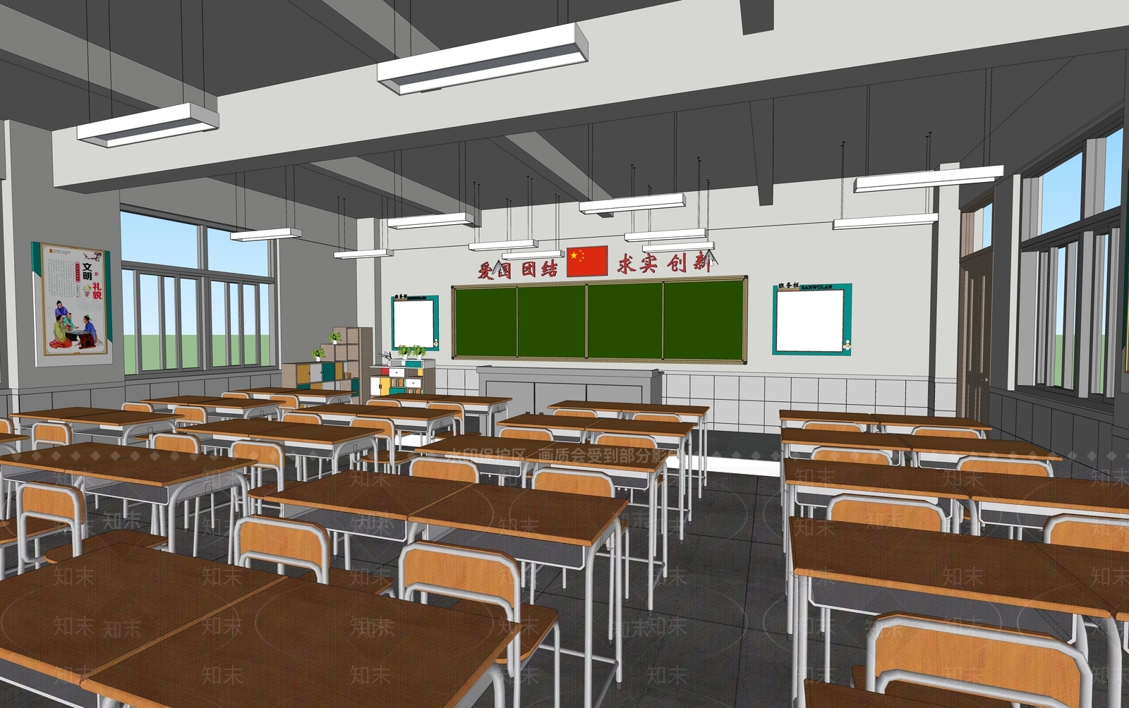 现代学校教室SU模型下载【ID:1122191562】