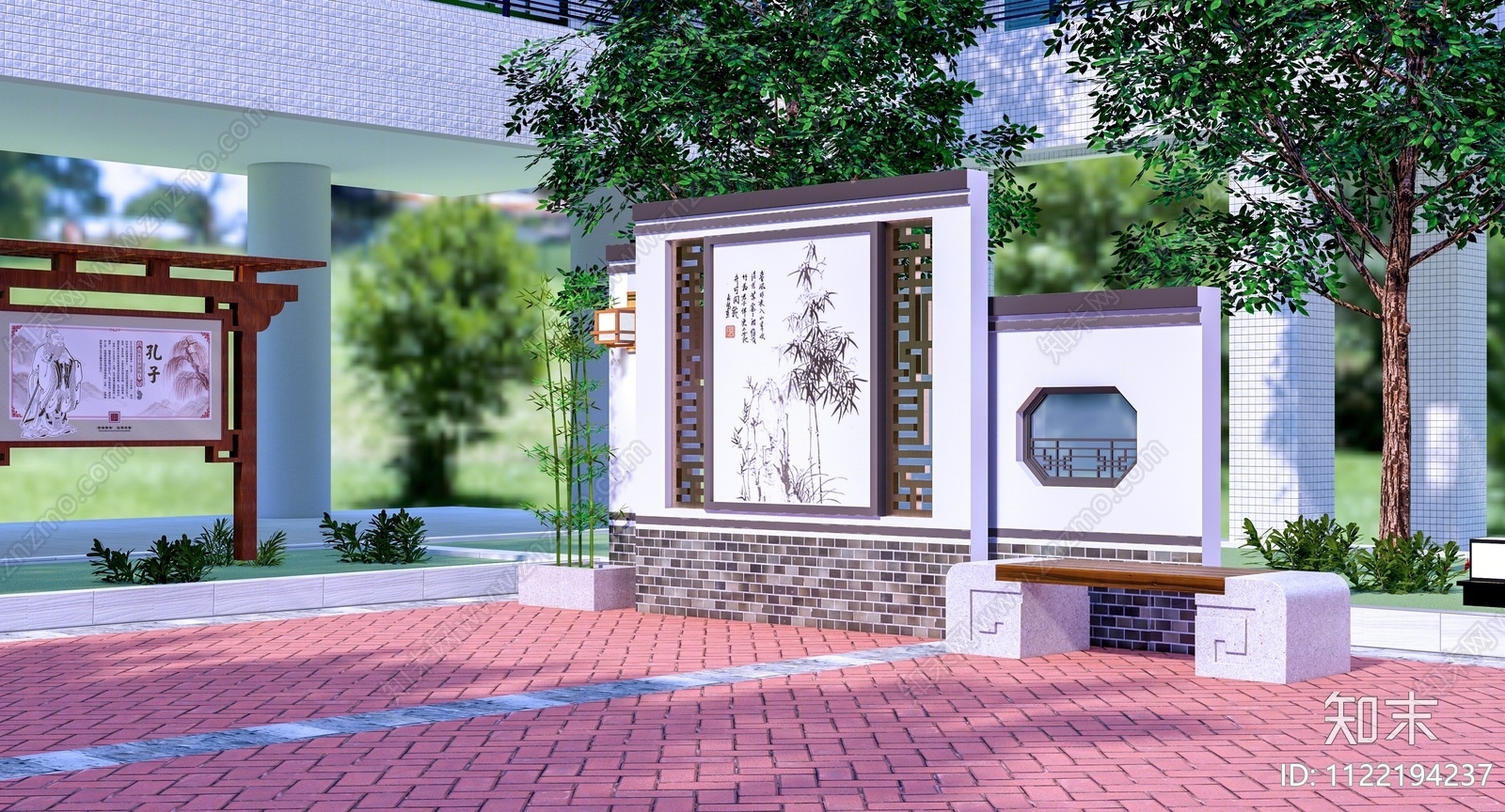 新中式孔子广场SU模型下载【ID:1122194237】