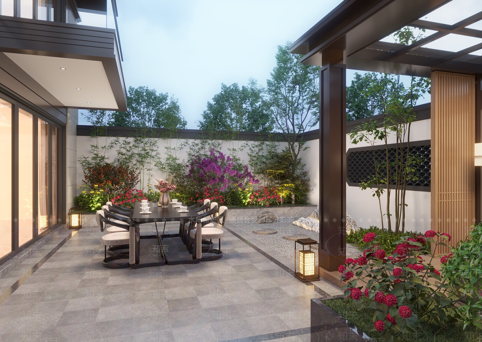 新中式庭院景观3D模型下载【ID:1122195908】_知末3d模型网
