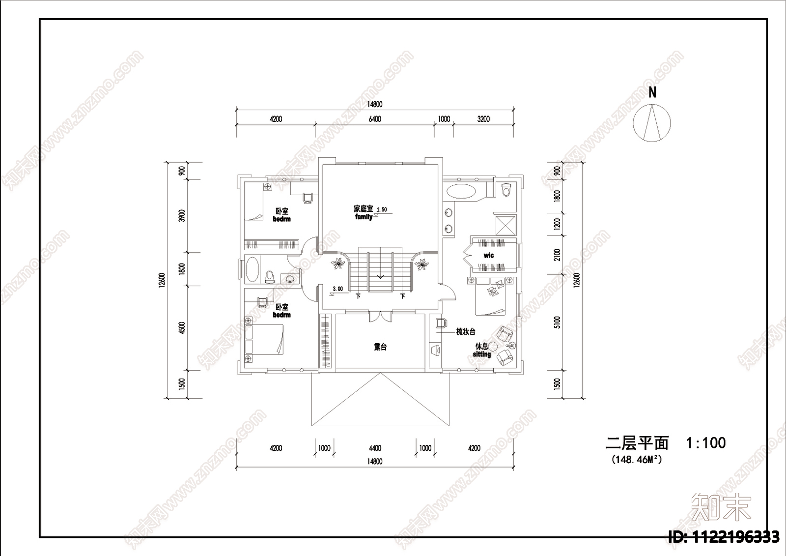 现代自建别墅设计cad施工图下载【ID:1122196333】