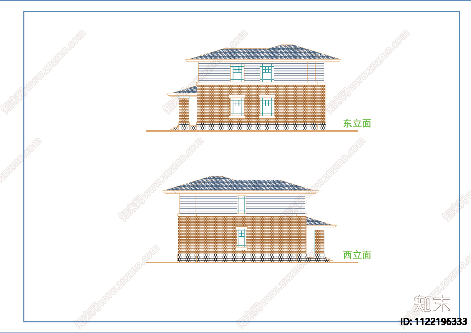 现代自建别墅设计cad施工图下载【ID:1122196333】