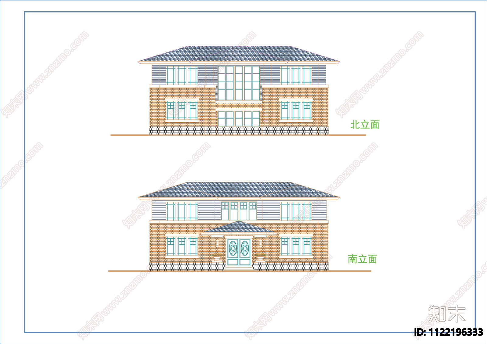 现代自建别墅设计cad施工图下载【ID:1122196333】