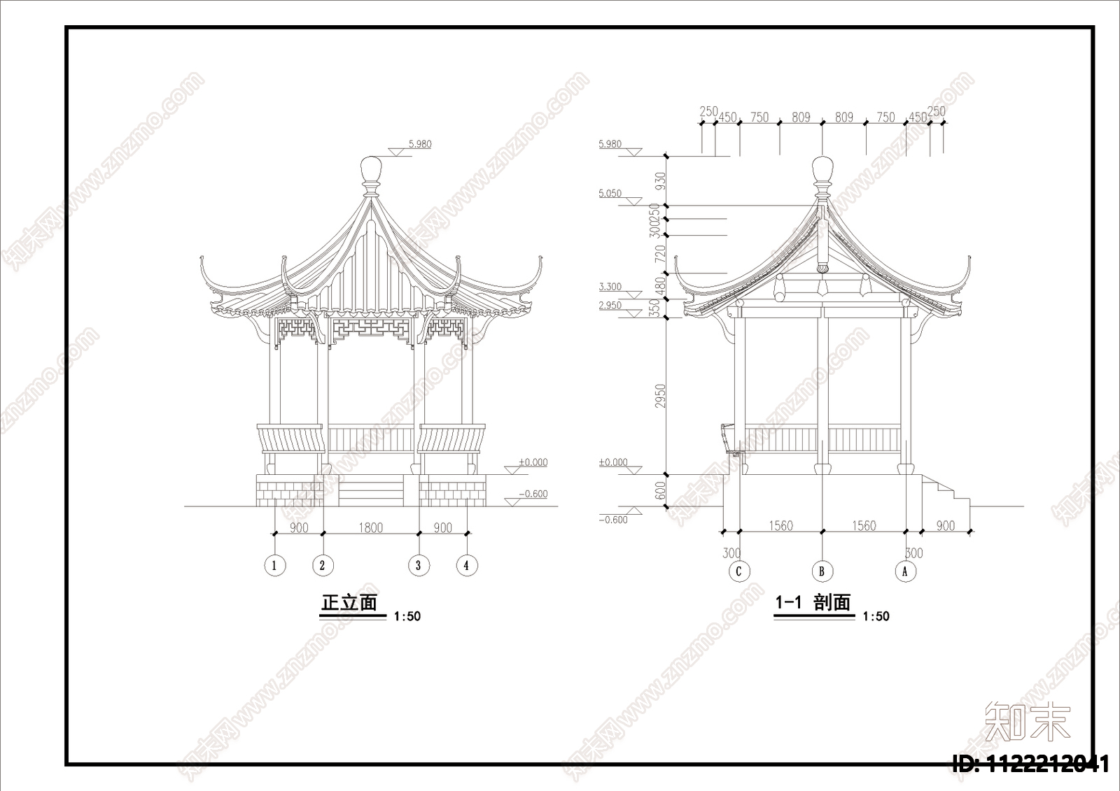 观景古亭CAD建筑图施工图下载【ID:1122212041】