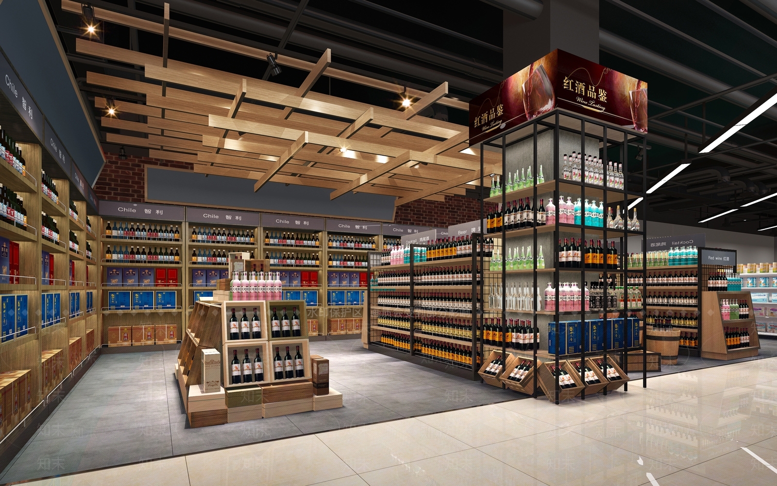 工业风超市百货红酒区3D模型下载【ID:1122215039】