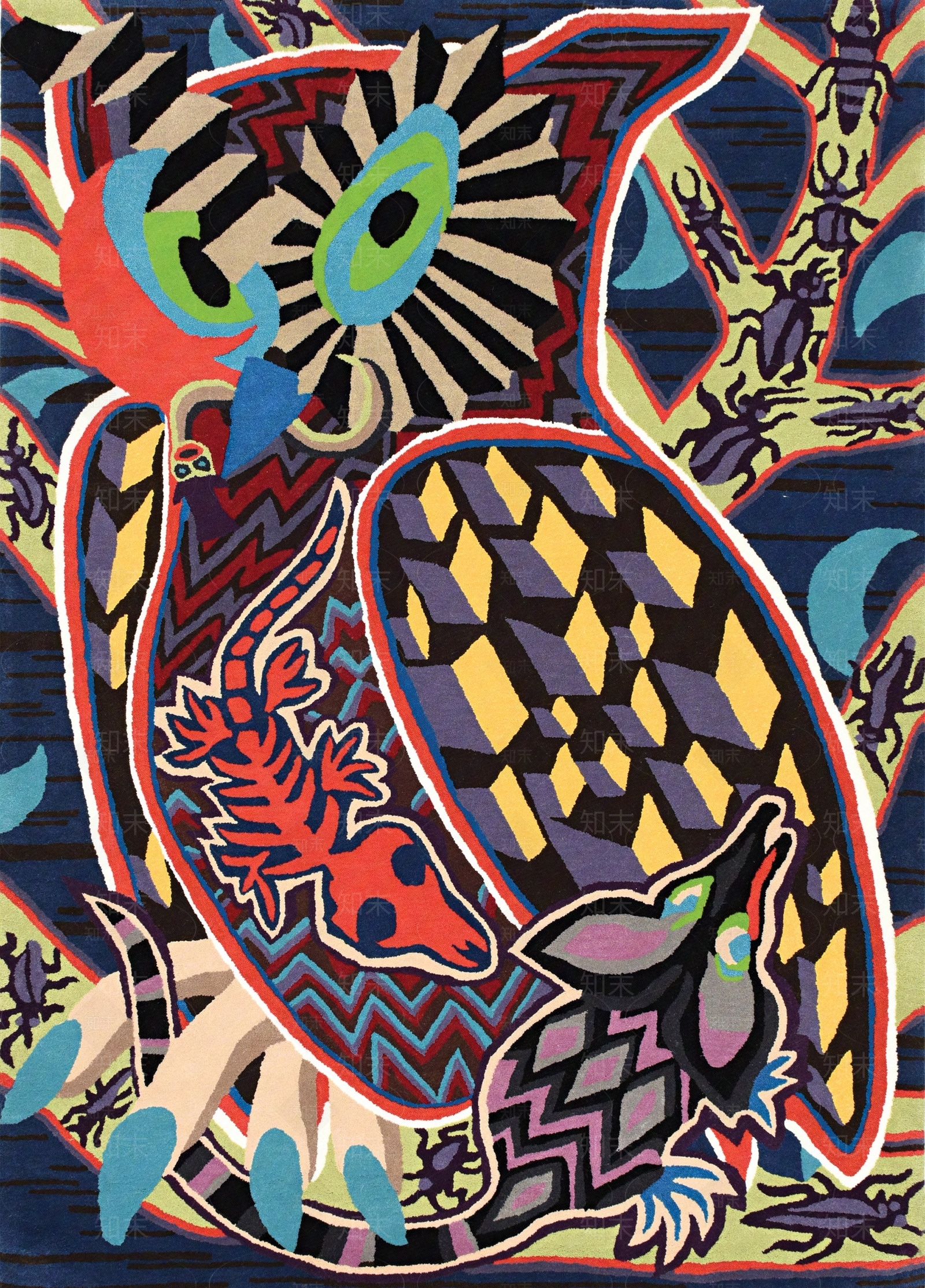 彩色儿童抽象卡通图案绒毛地毯贴图下载【ID:1122220822】