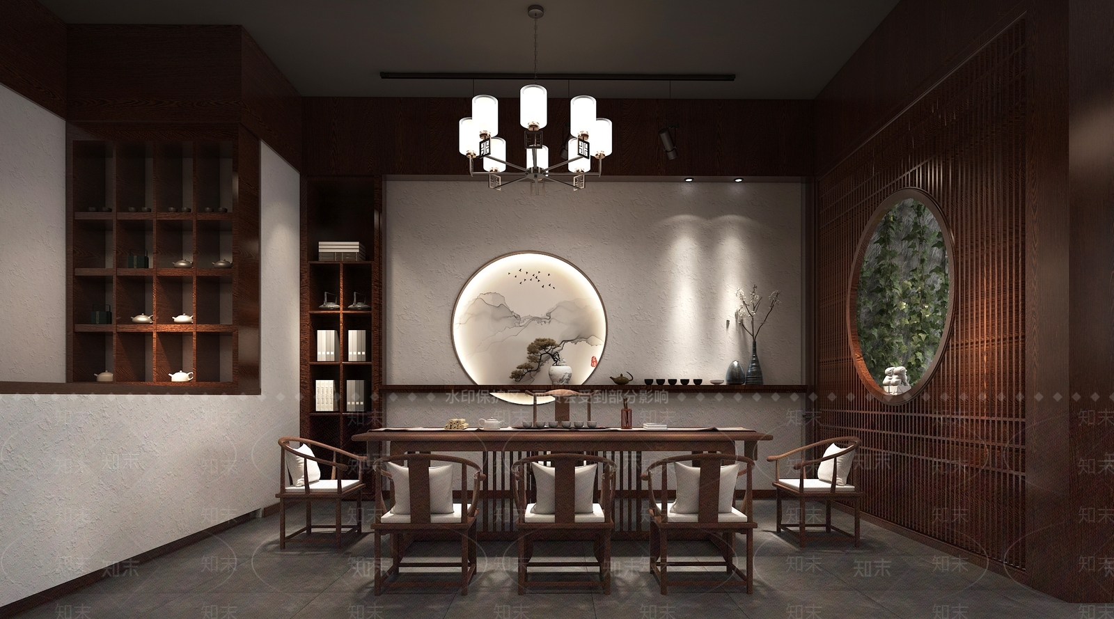 新中式茶室茶馆3D模型下载【ID:1122222405】_知末3d模型网