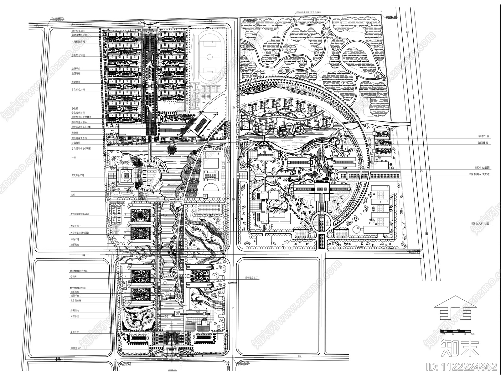 校园景观规划图cad施工图下载【ID:1122224862】